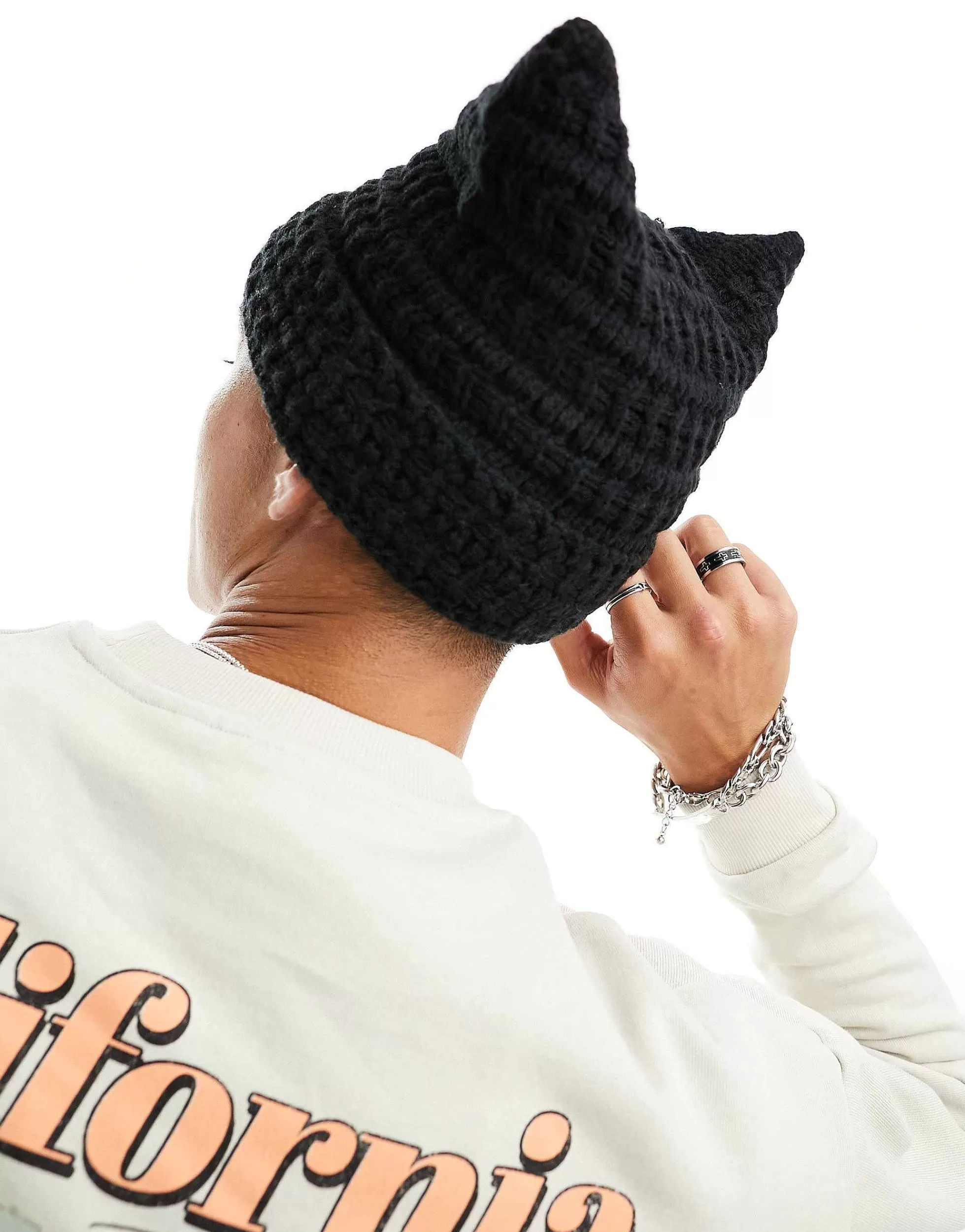 Men My Accessories Man London Knitted Square Beanie In