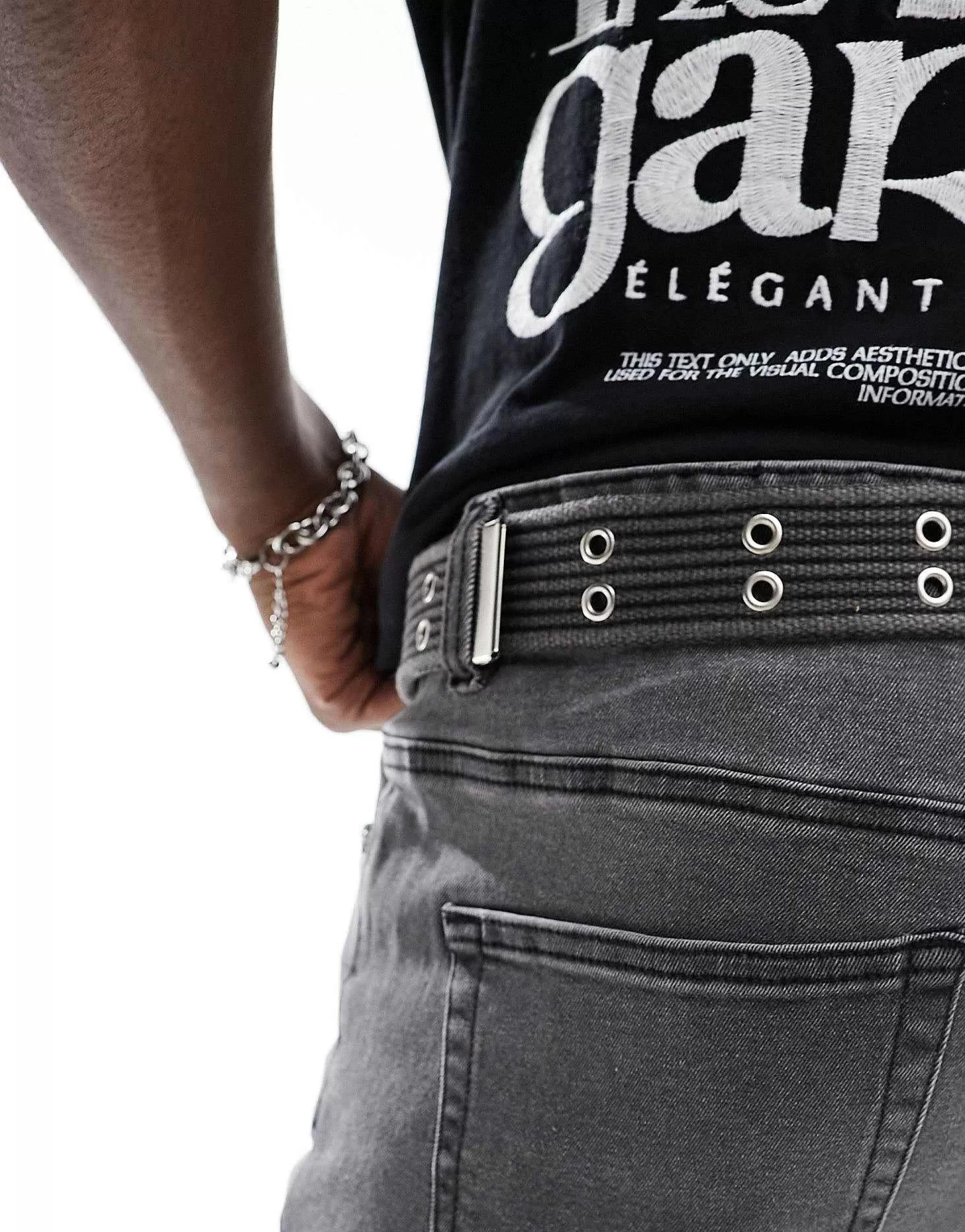 Men My Accessories Man Webbing Double Eyelet Grunge Belt In