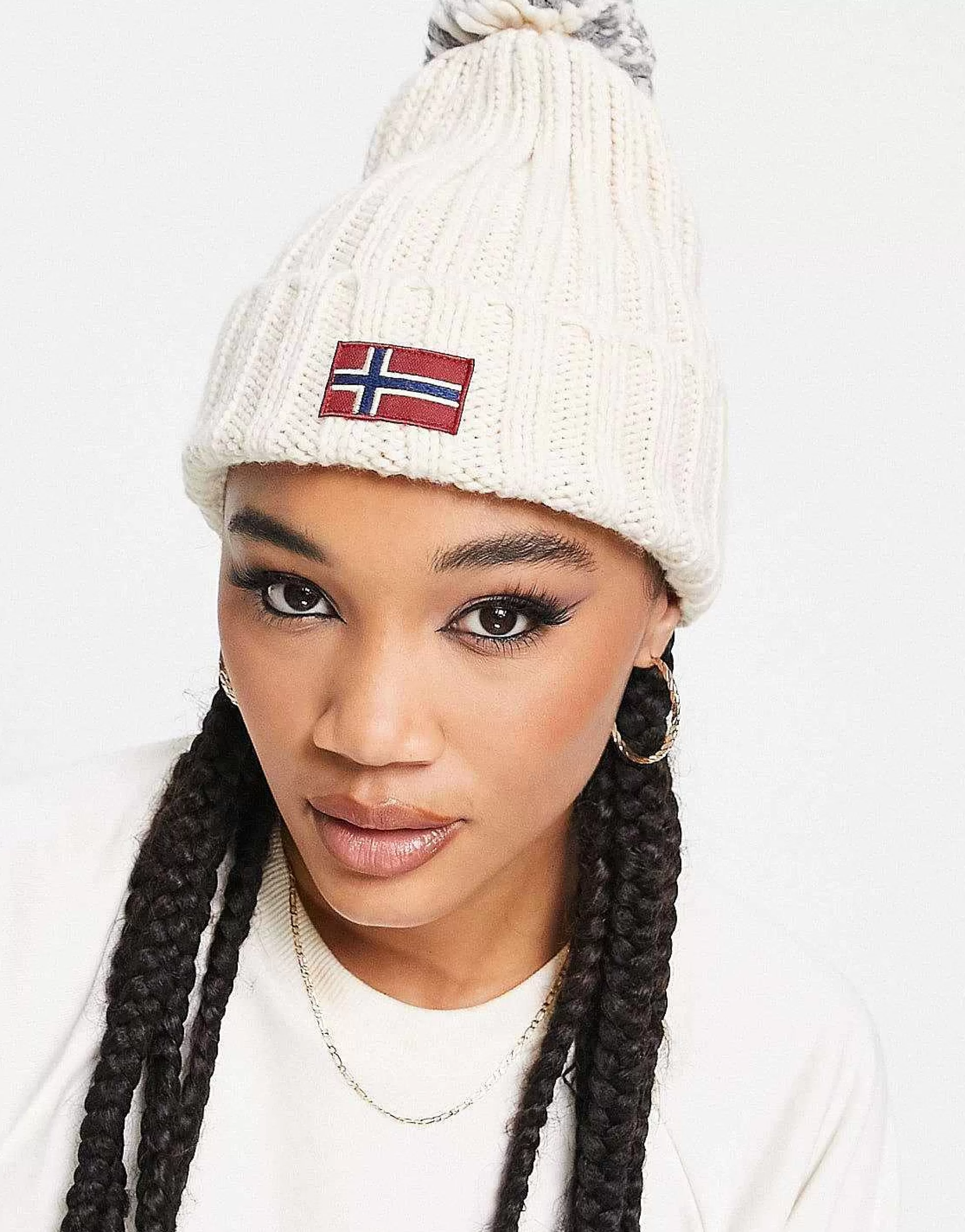 Women Napapijri Semiury Bobble Beanie In Cream