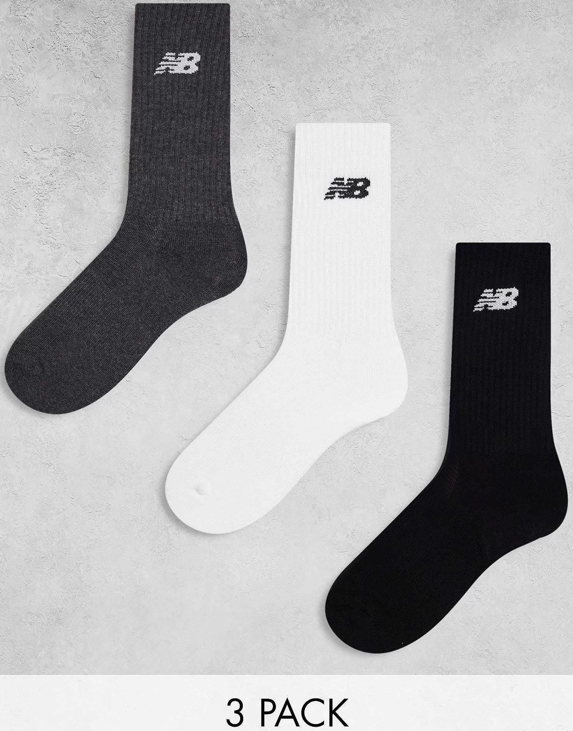 Men New Balance Logo Crew Socks 3 Pack In
