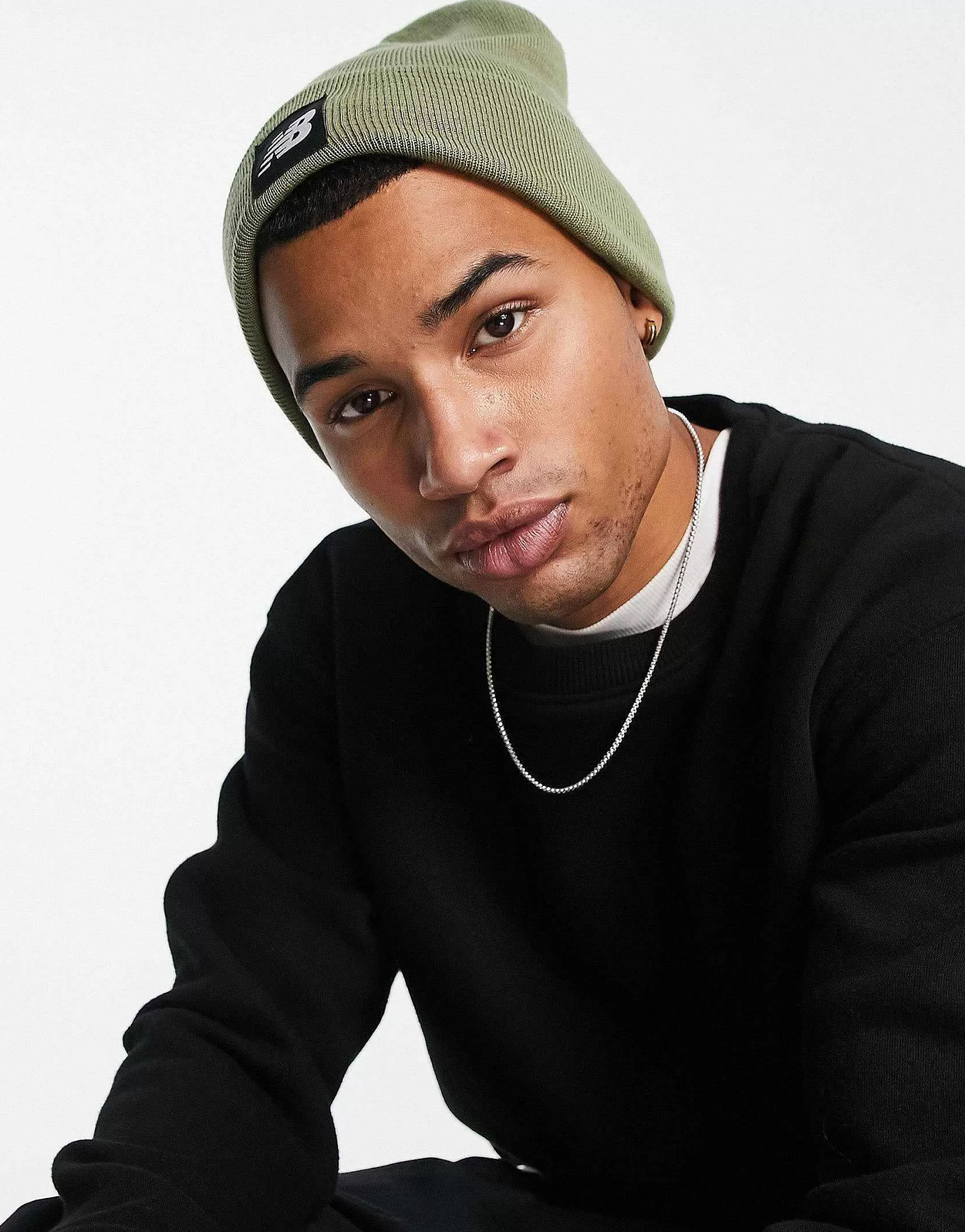 Men New Balance Logo Patch Beanie In