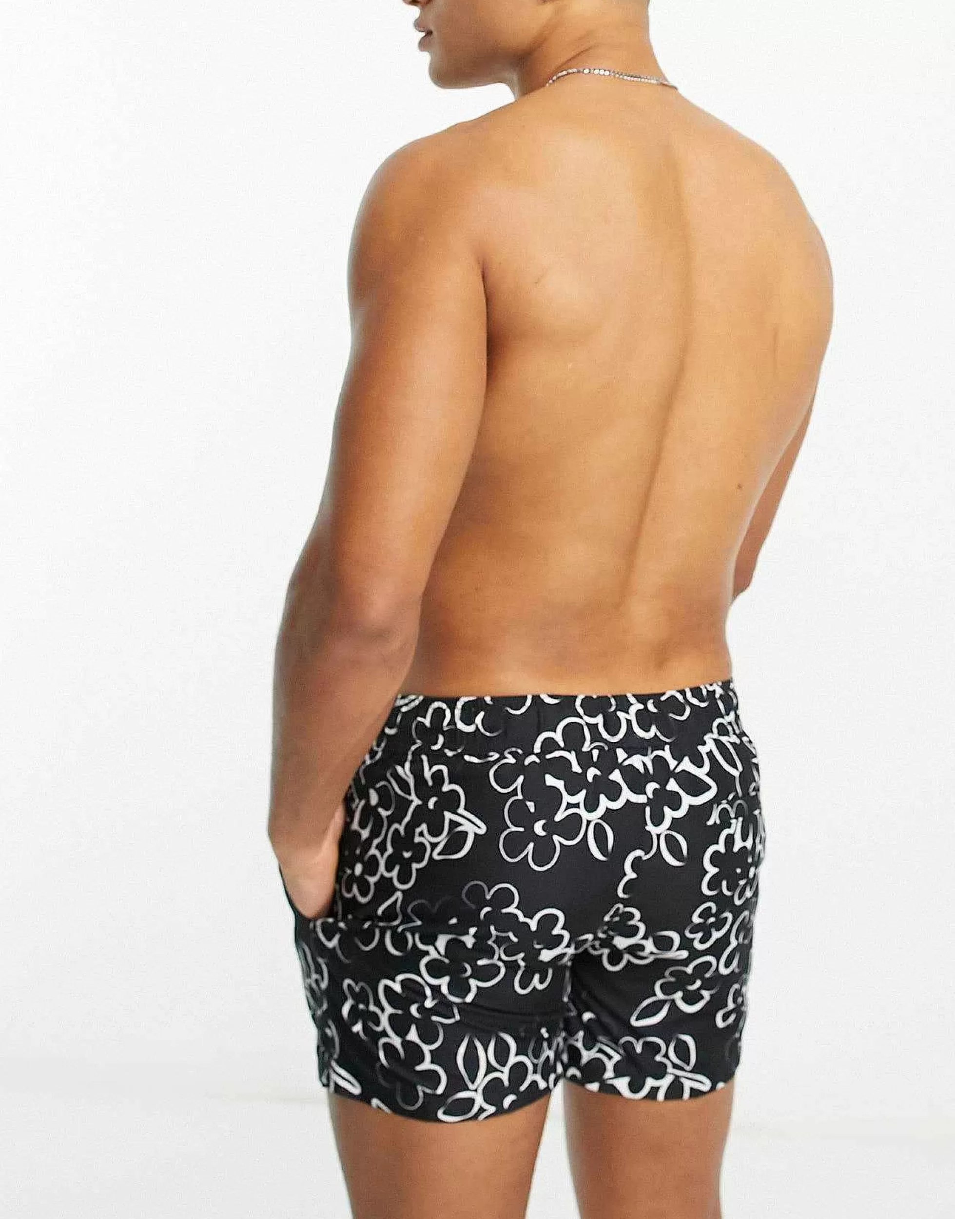 Men New Look Daisy Swim Shorts In Mono