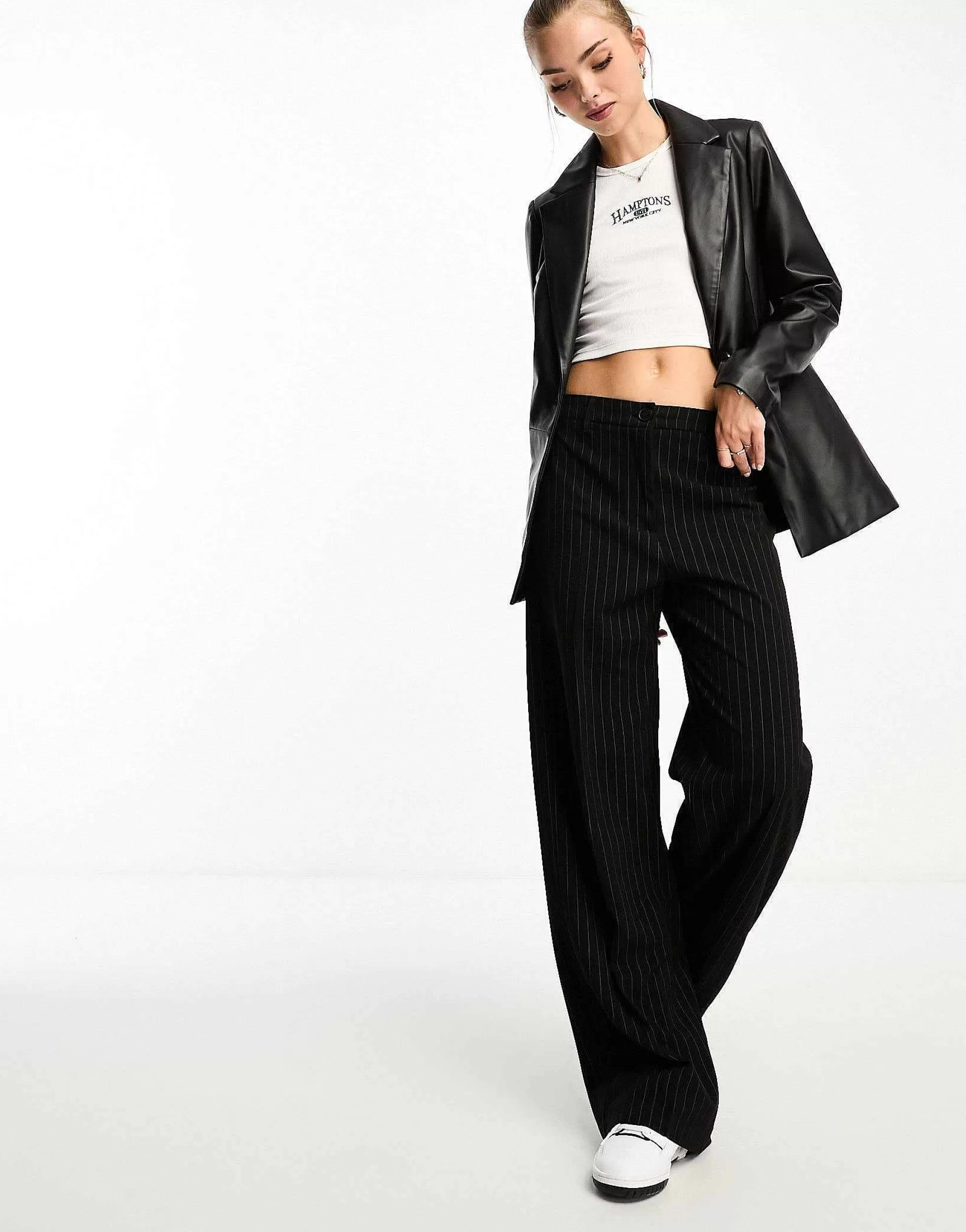 Women New Look Faux Leather Blazer In