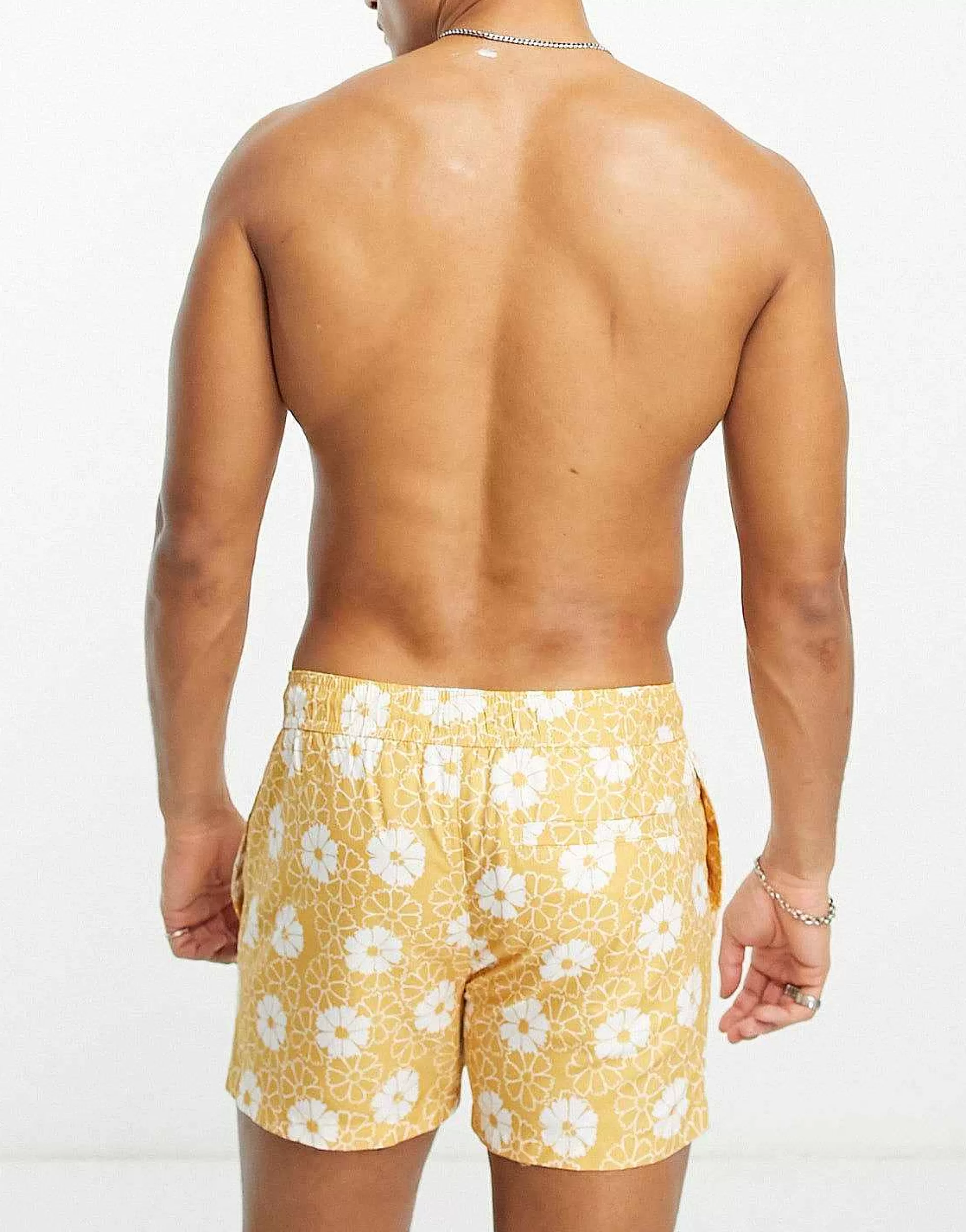 Men New Look Lilypad Swim Shorts In Yellow