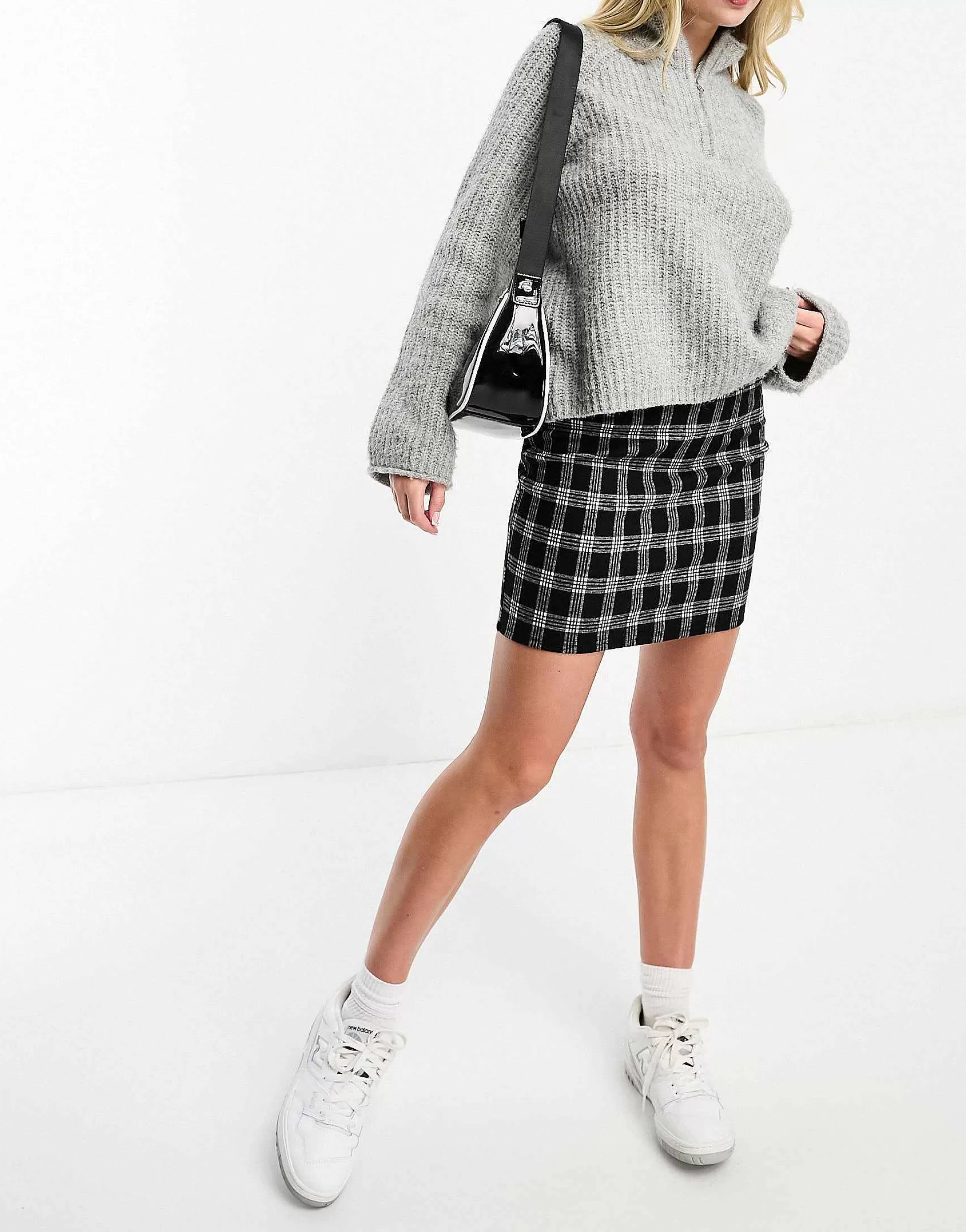 Women New Look Mini Bodycon Skirt In Check