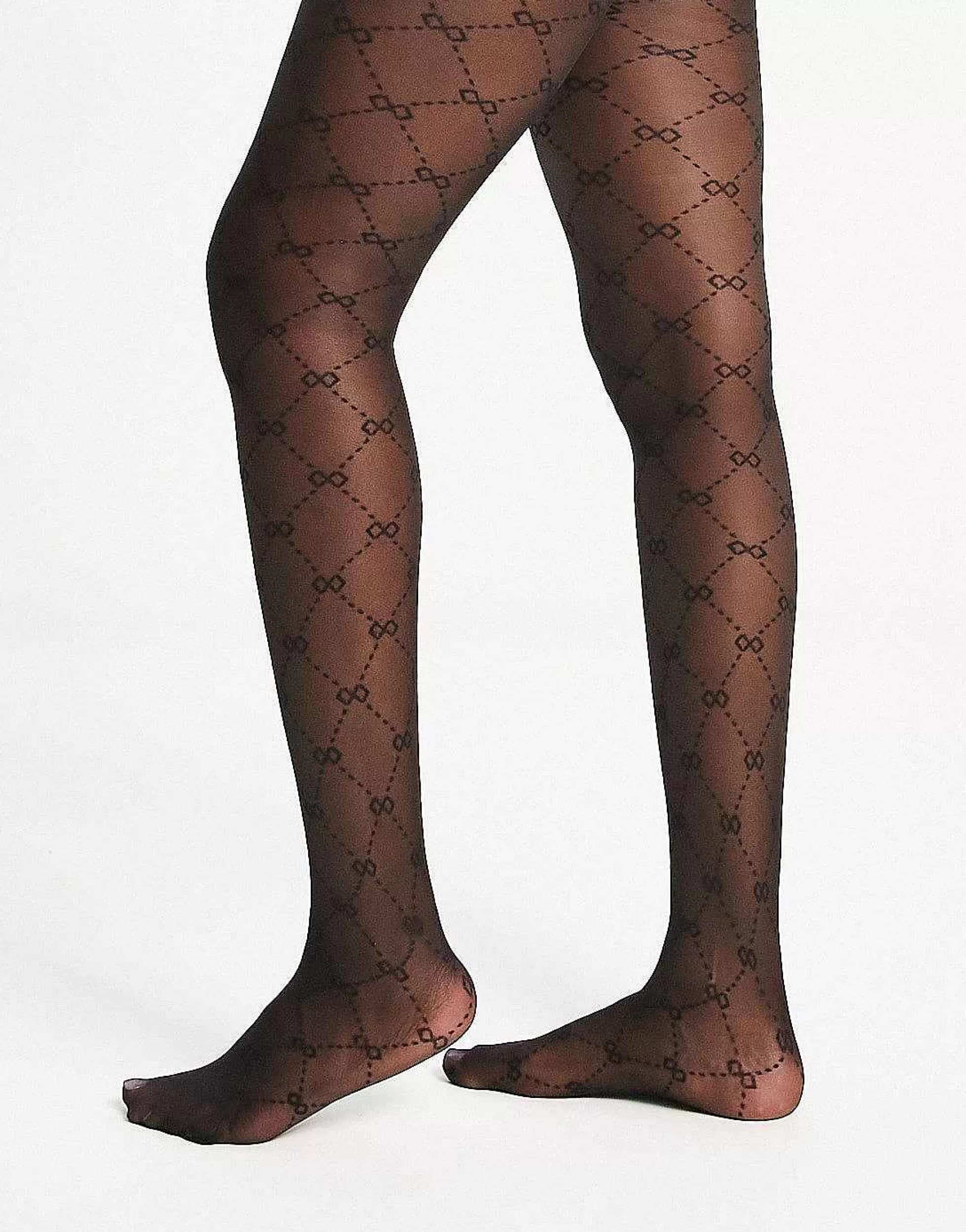 Women New Look Opaque Tights With Bow Pattern