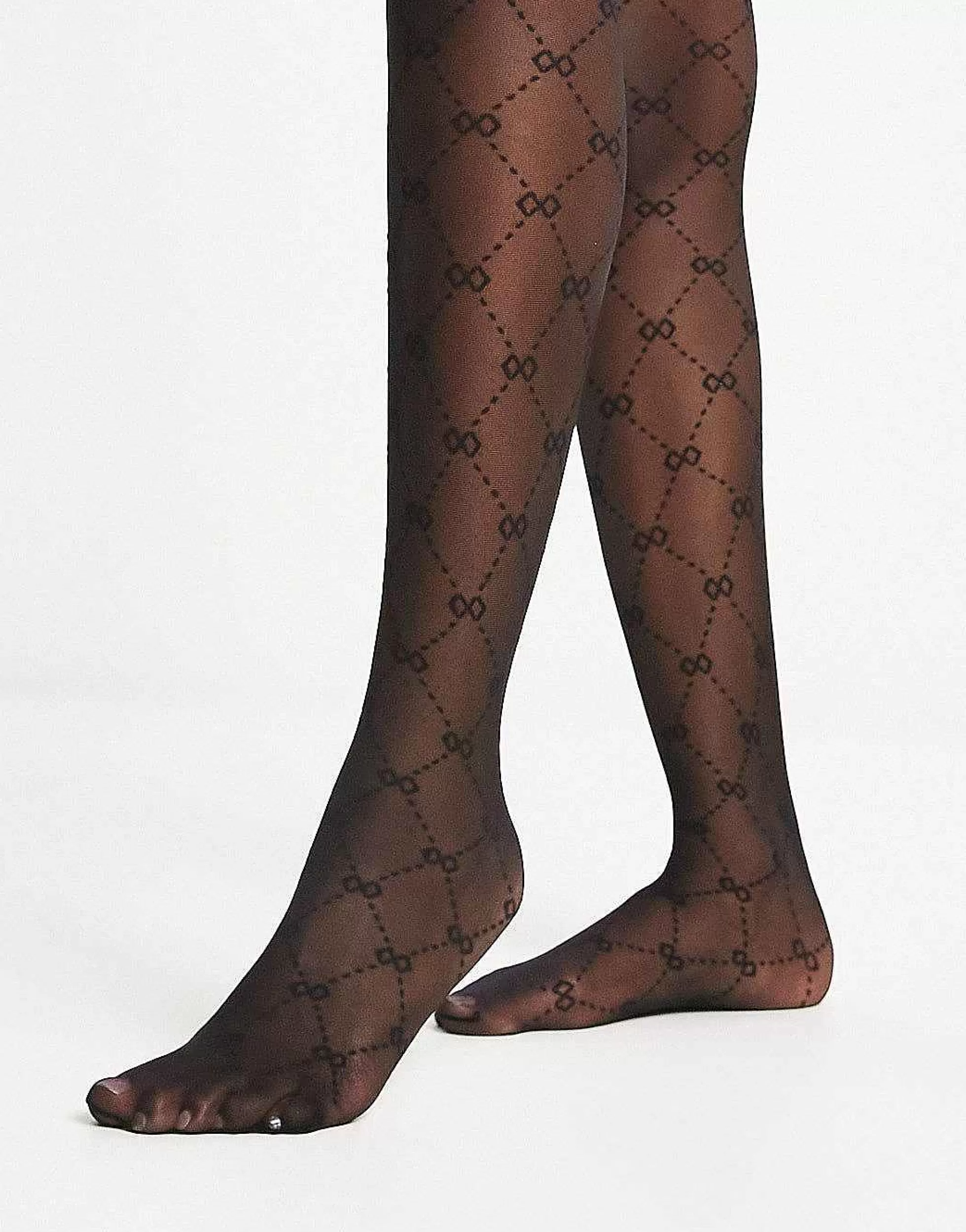 Women New Look Opaque Tights With Bow Pattern