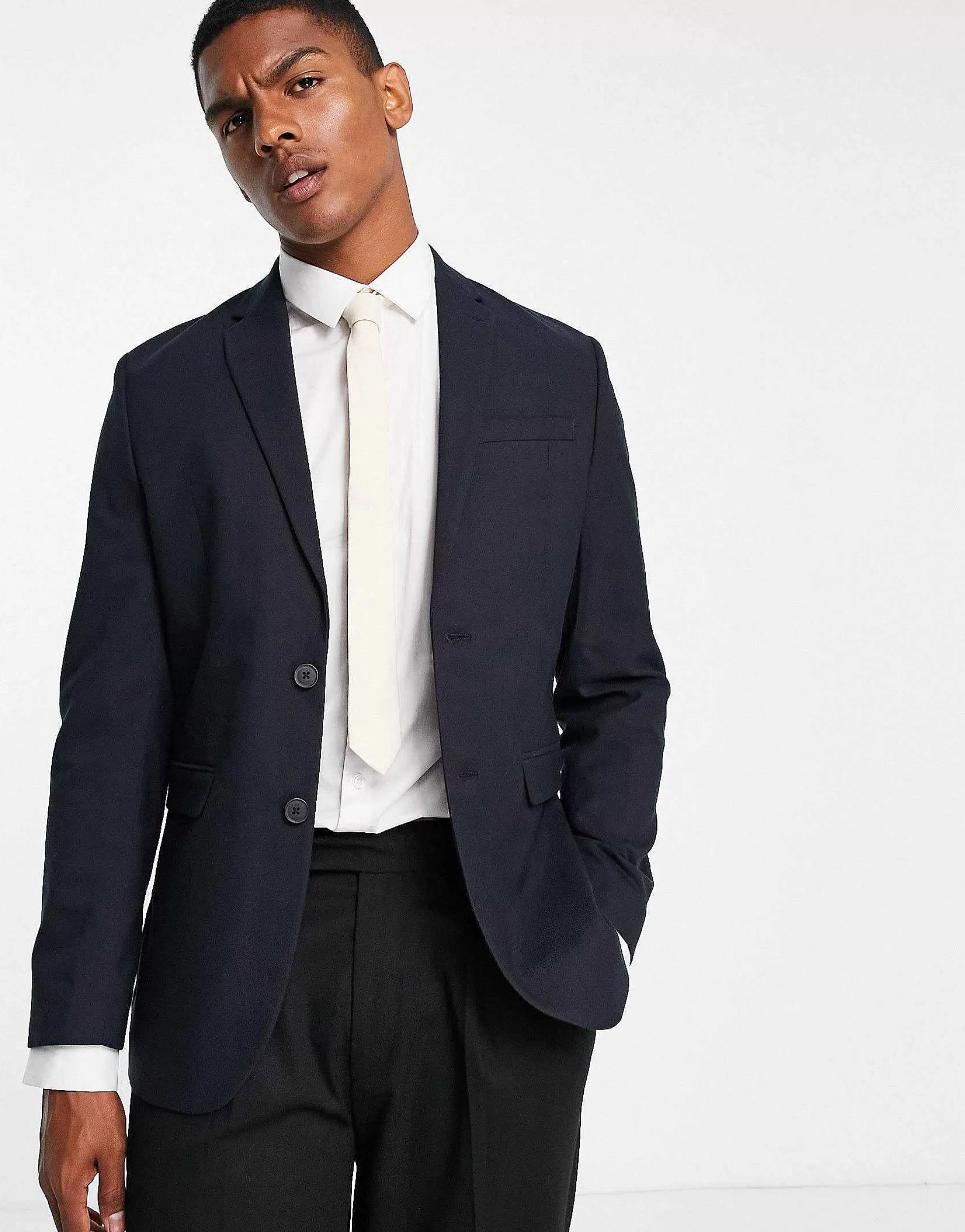 Men New Look Skinny Suit In Navy