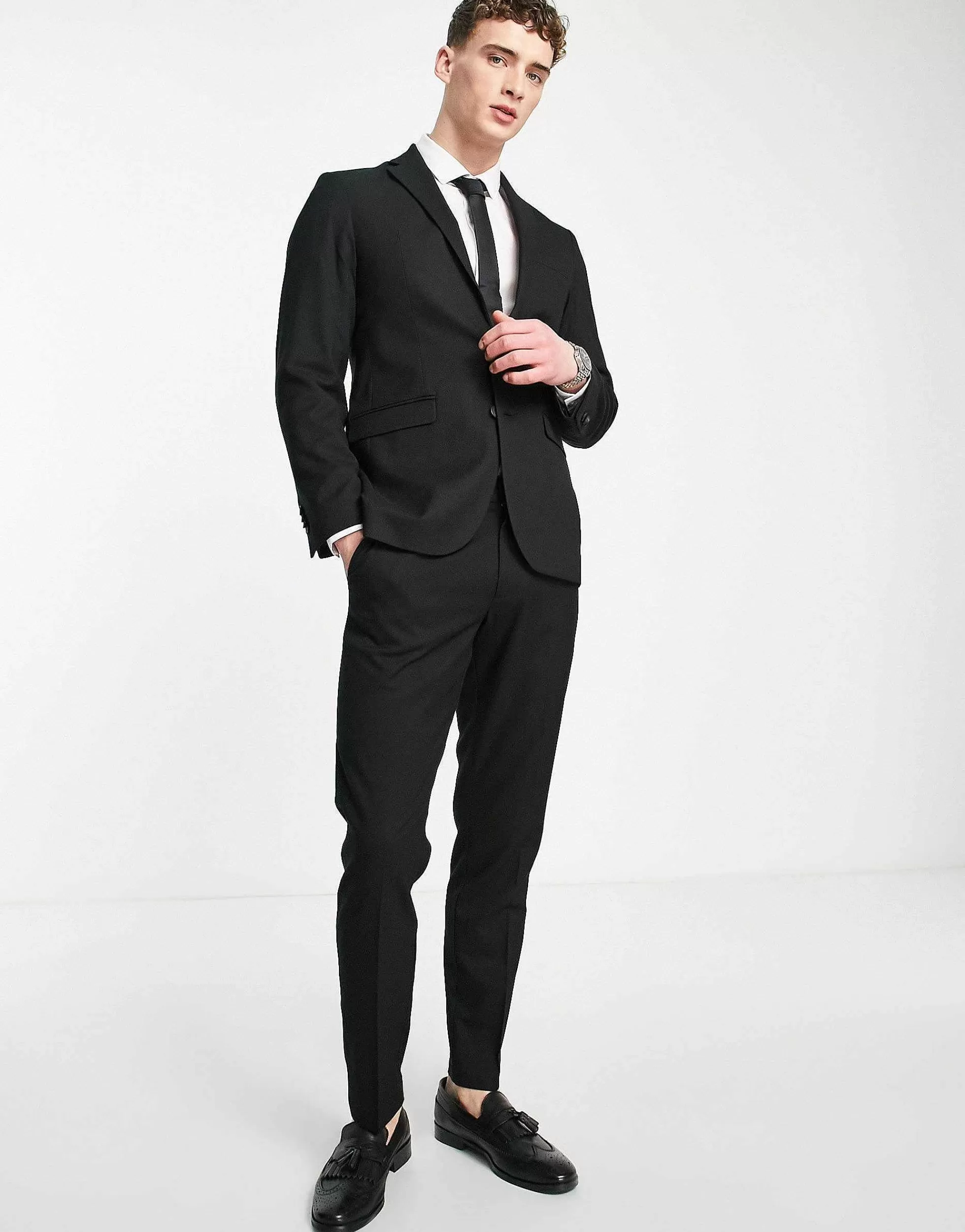 Men New Look Slim Suit In Black