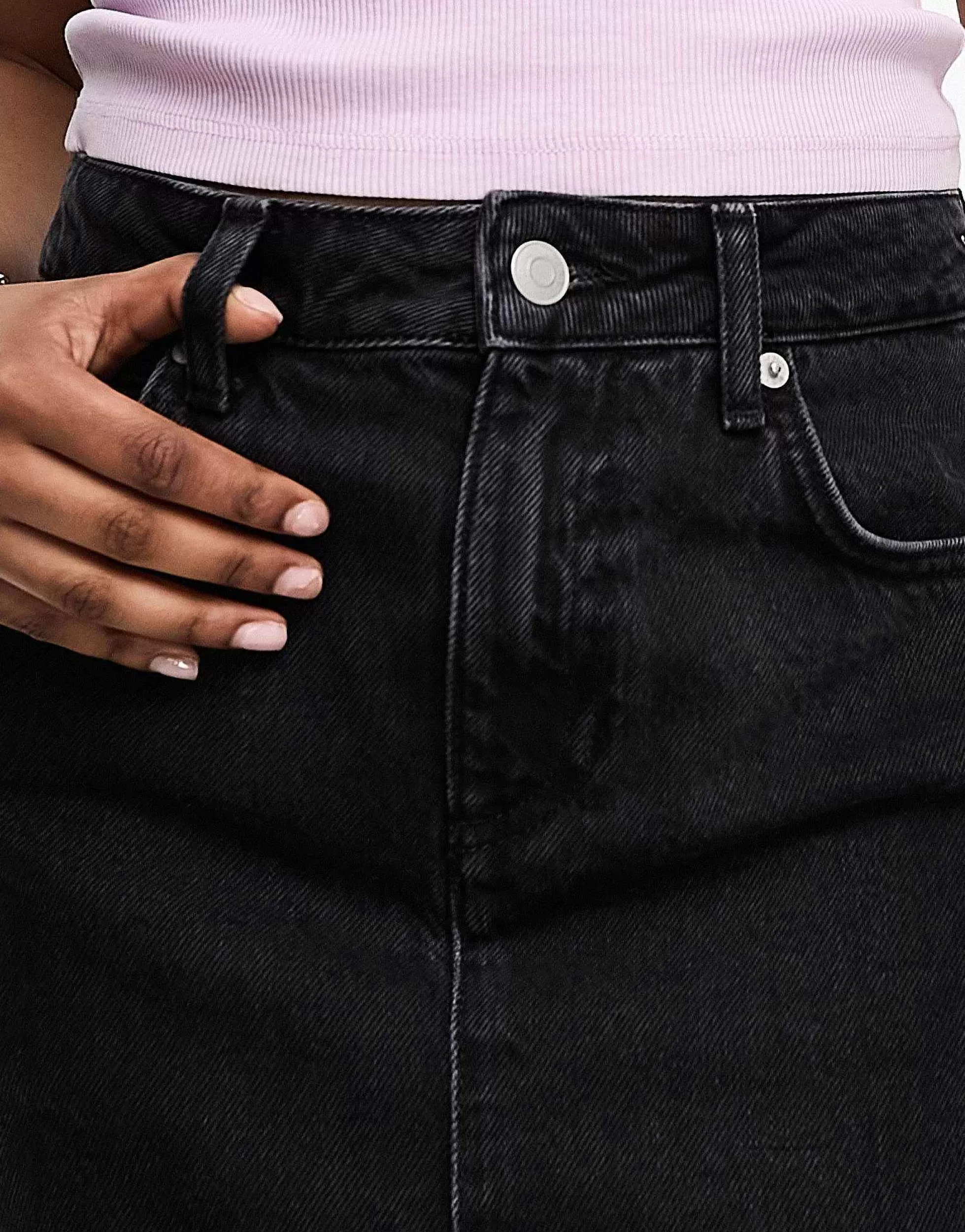 Women New Look Split Front Denim Maxi Skirt In Wash
