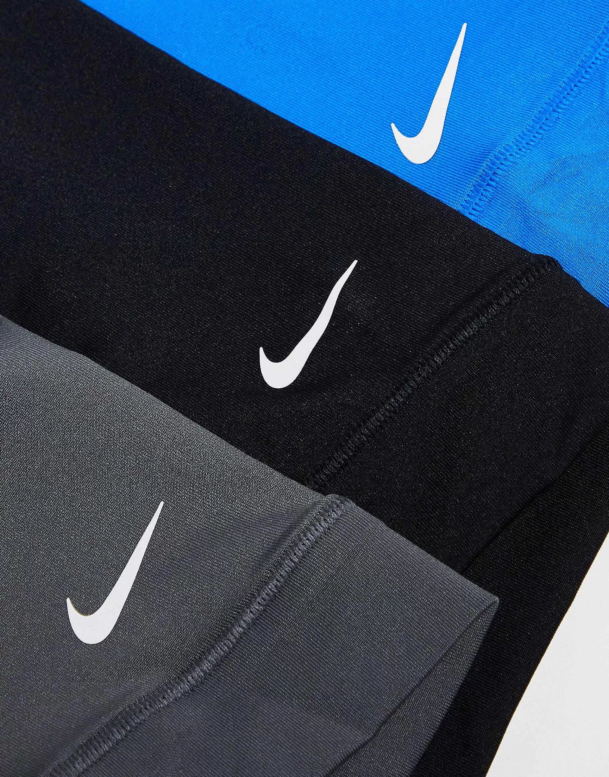 Men Nike 3 Pack Dri-Fit Microfibre Trunks In Blue Grey And Black