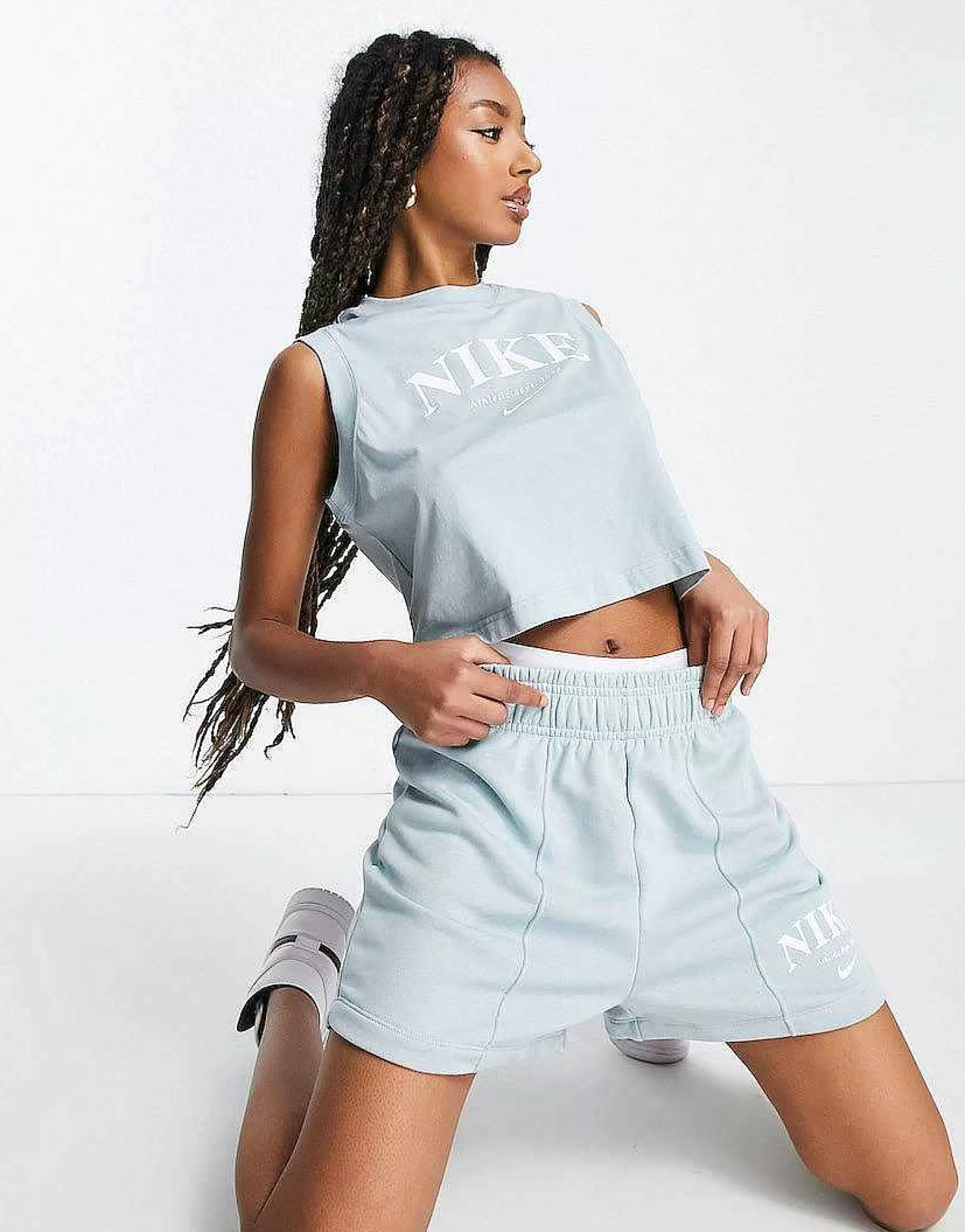Women Nike Essential Retro Co Ord In Ocean Blue