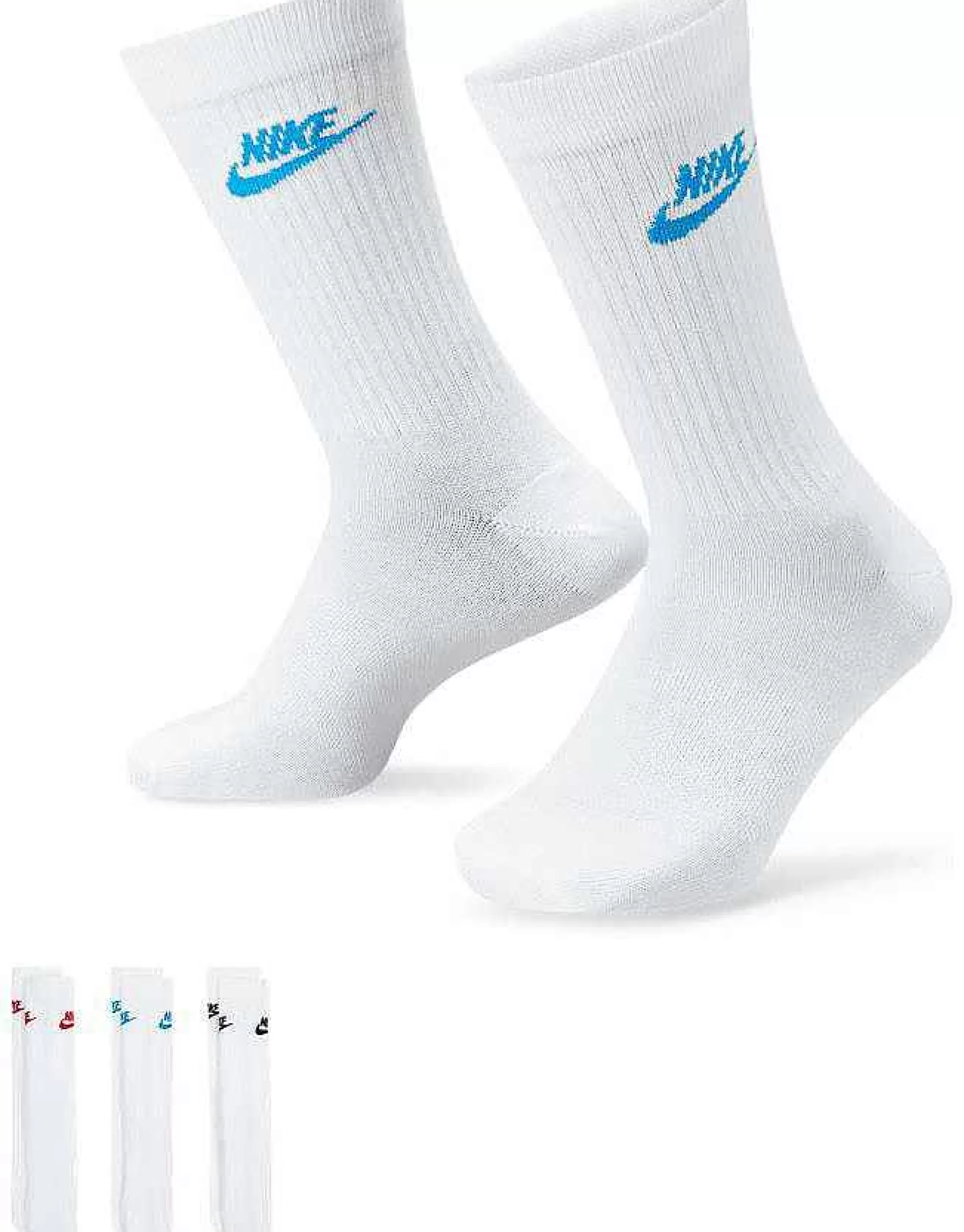 Men Nike Everyday Essential 3 Pack Socks In With Coloured Logo