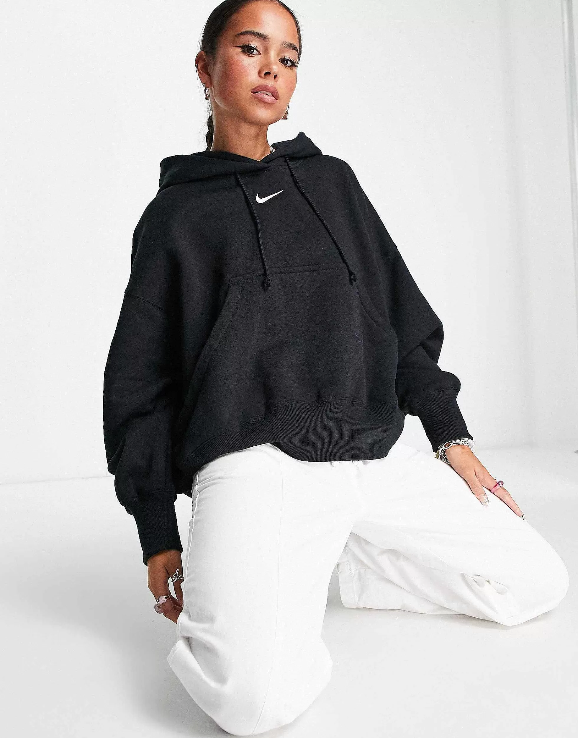 Women Nike Mini Swoosh Extra Oversized Pullover Hoodie In And Sail