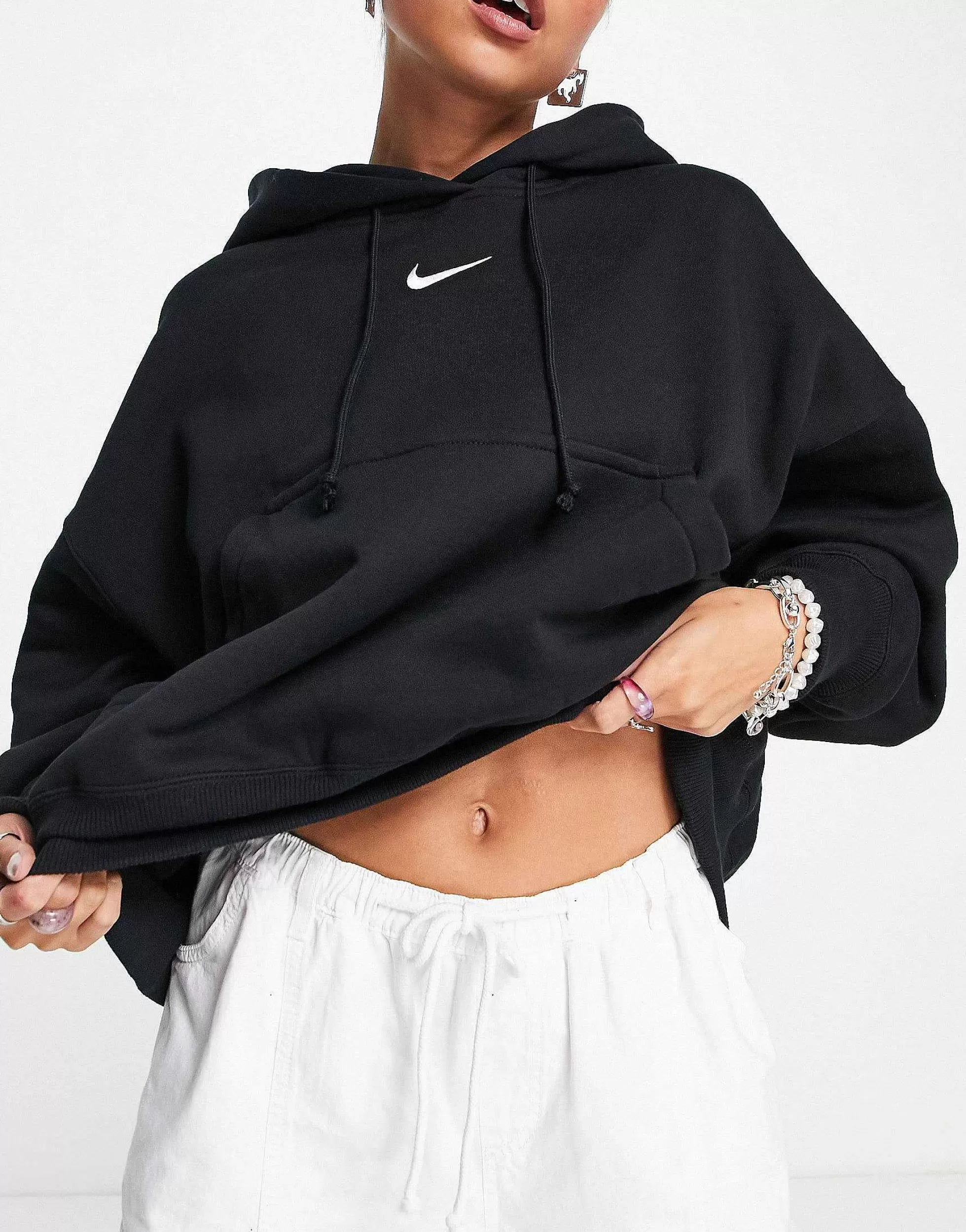 Women Nike Mini Swoosh Extra Oversized Pullover Hoodie In And Sail