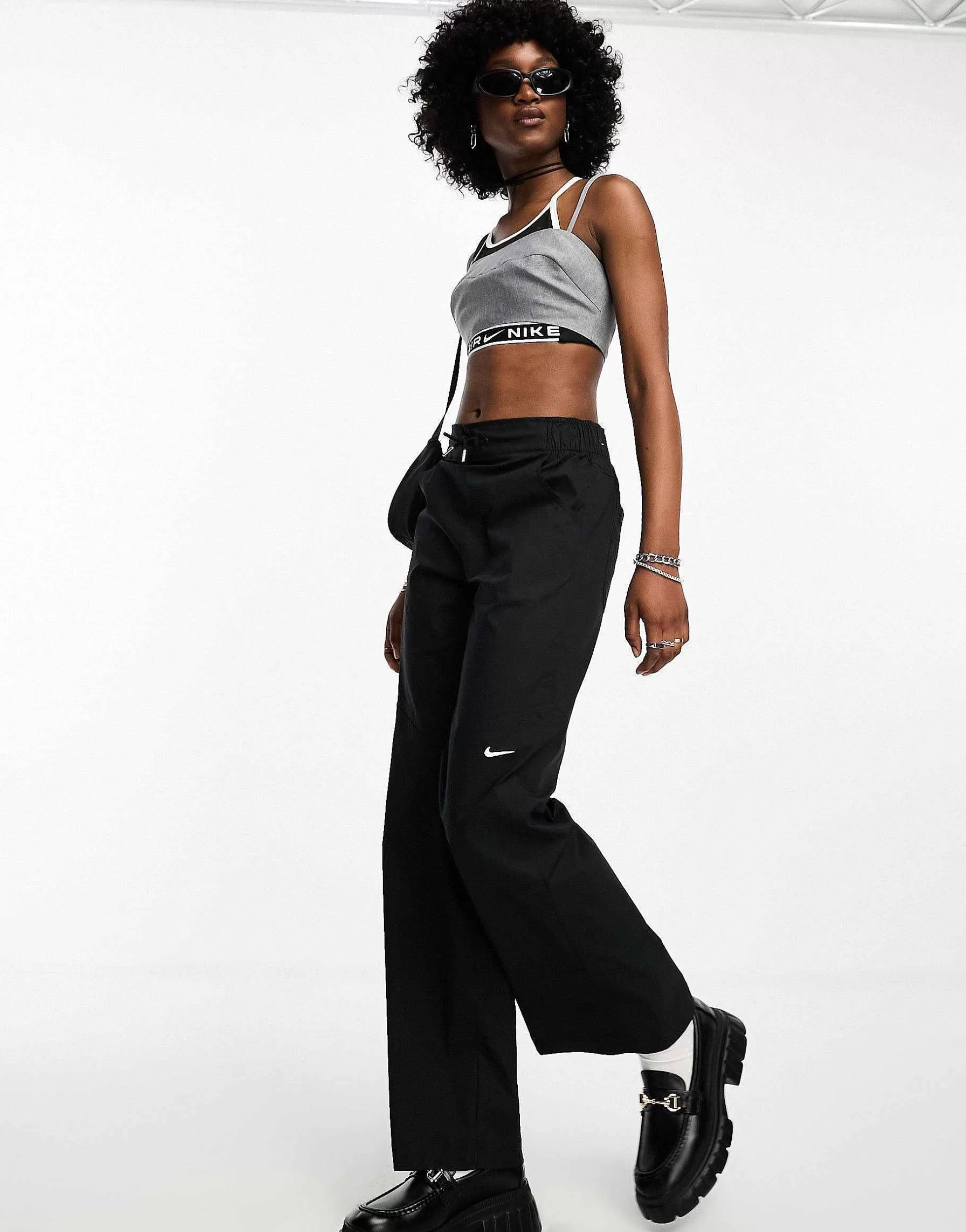 Women Nike Mini Swoosh High Rise Woven Trousers In