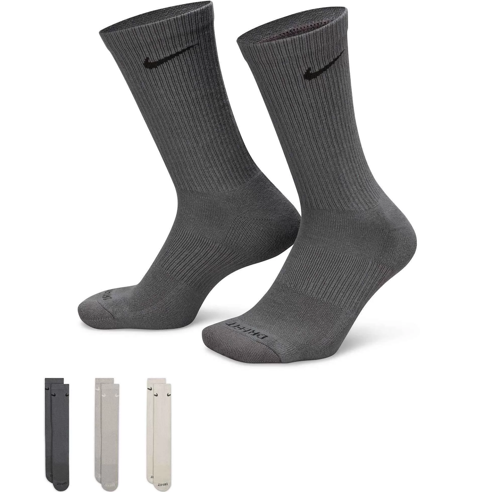 Men Nike Training Everyday Plus 3 Pack Socks In , Smoke And Bone
