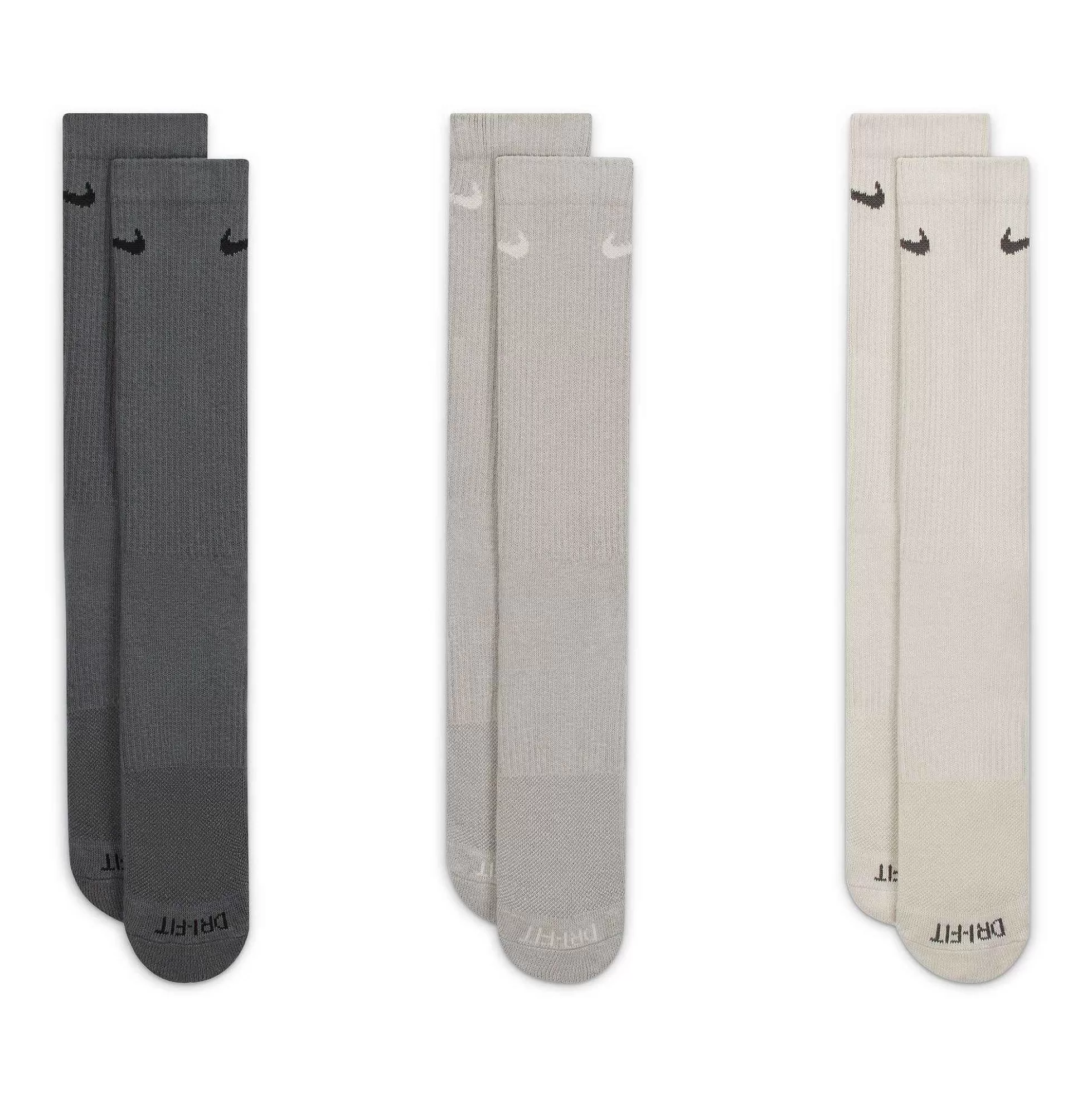 Men Nike Training Everyday Plus 3 Pack Socks In , Smoke And Bone