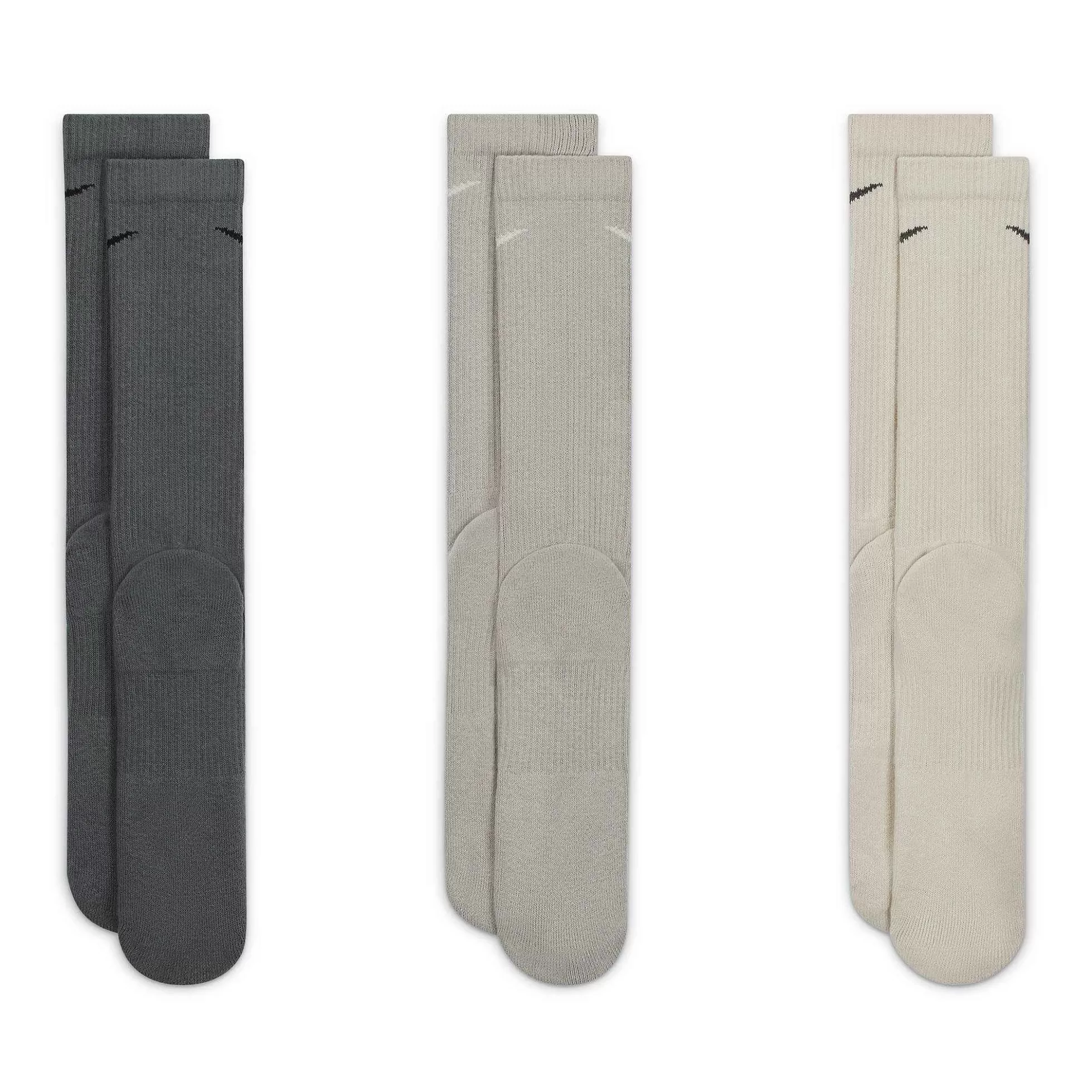 Men Nike Training Everyday Plus 3 Pack Socks In , Smoke And Bone