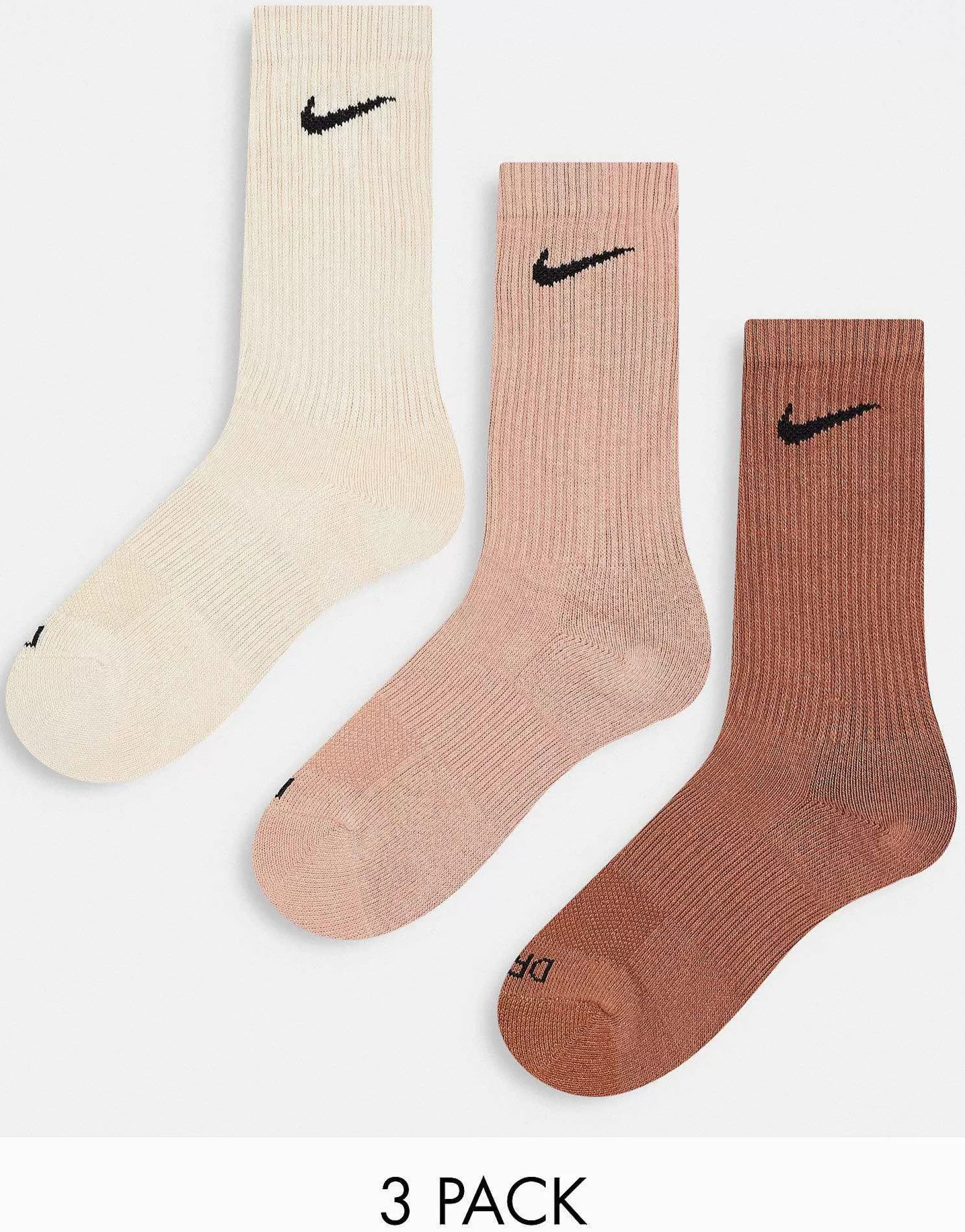 Women Nike Training Unisex Cush Crewsock 3 Pack Socks In Natural