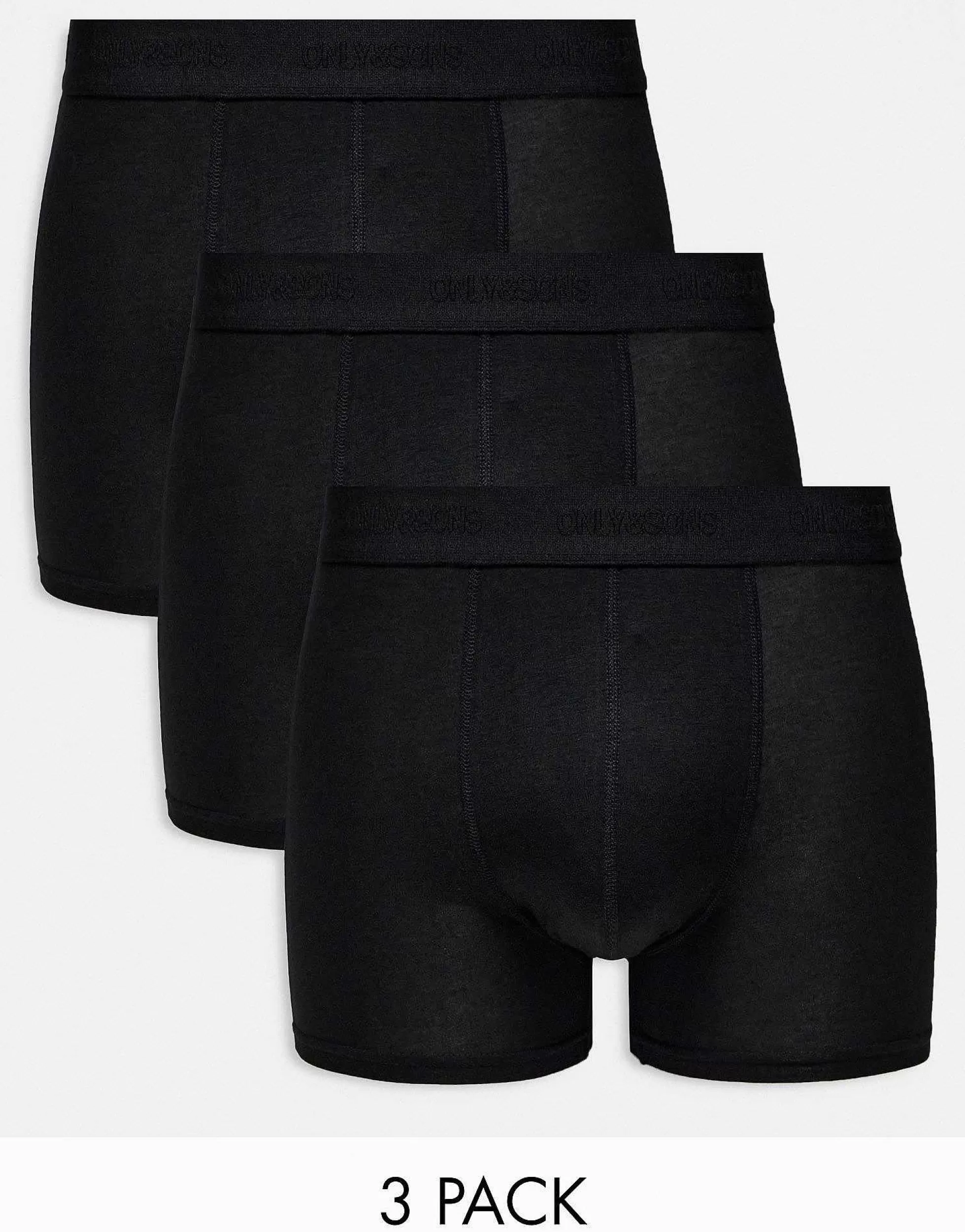 Men ONLY & SONS 3 Pack Bamboo Trunks In