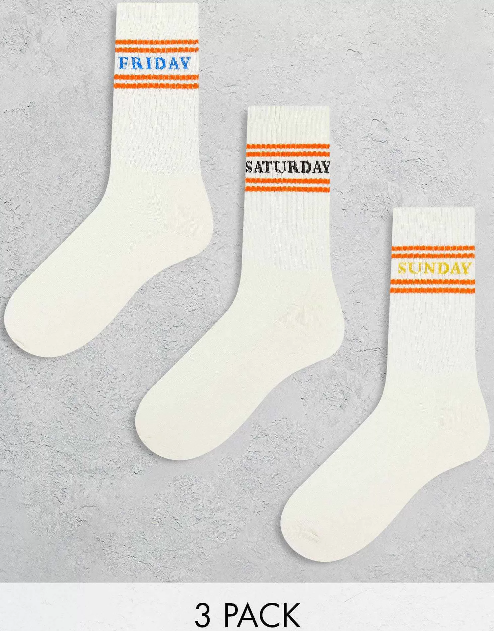 Men ONLY & SONS 3 Pack Tennis Socks With Weekend Print