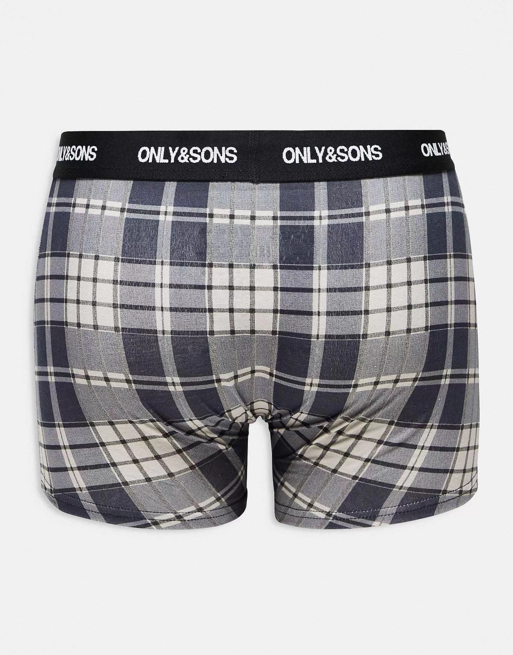 Men ONLY & SONS 3 Pack Trunks In Navy Check