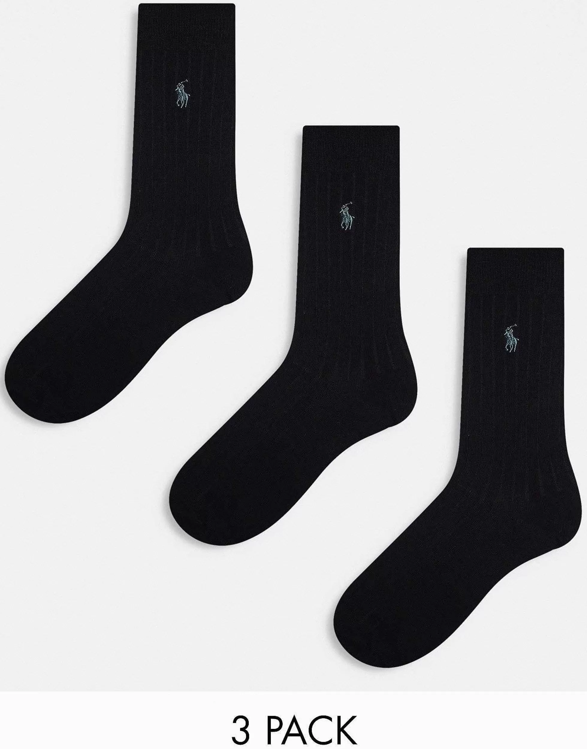 Men Polo Ralph Lauren 3 Pack Egyptian Cotton Socks In