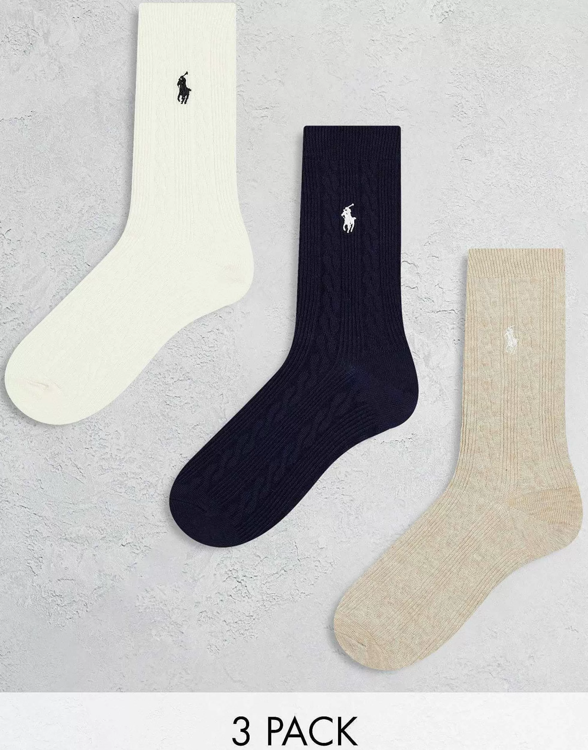 Women Polo Ralph Lauren 3 Pack Socks With Logo In White Cream