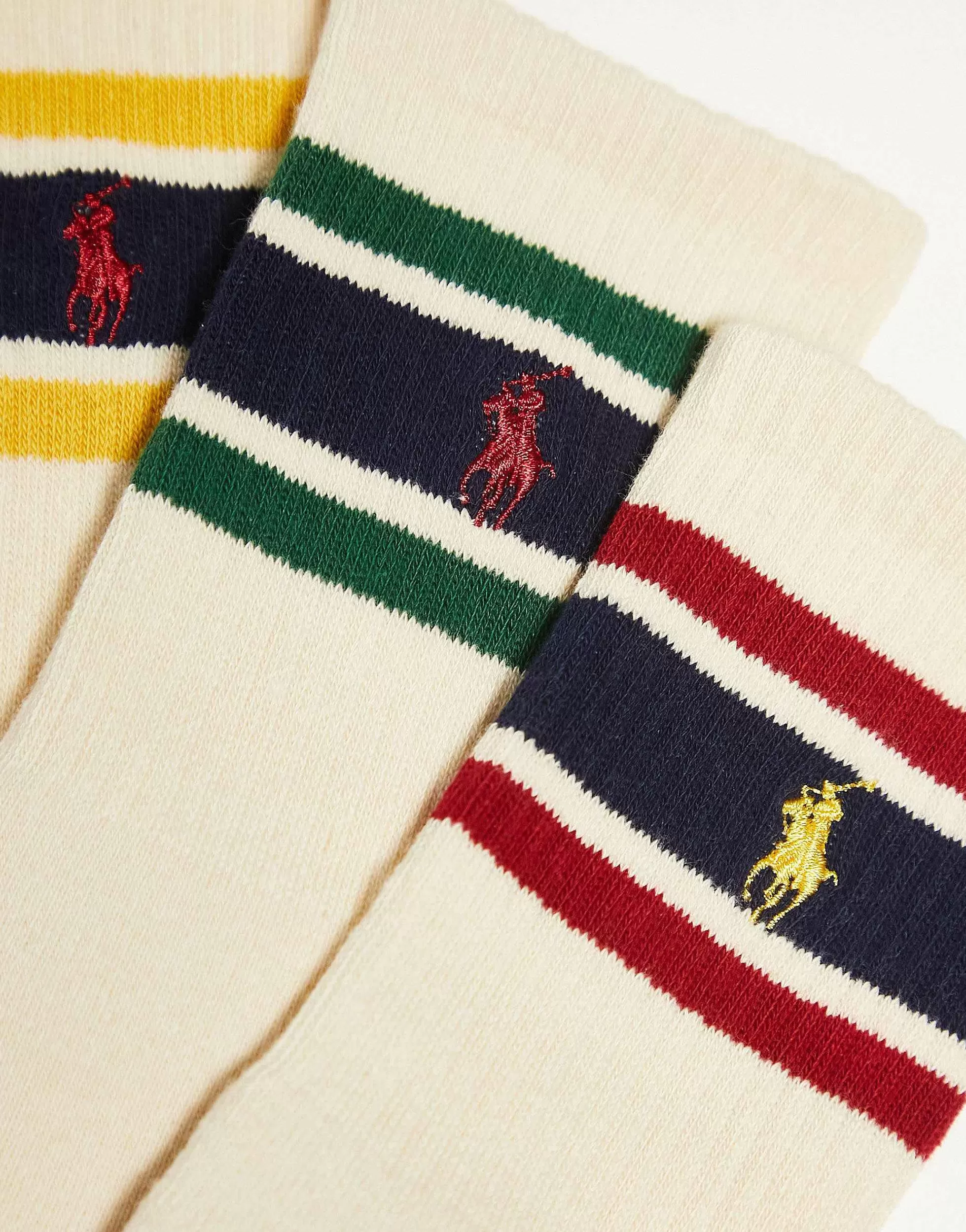 Men Polo Ralph Lauren 3 Pack Sport Socks With Logo Stripe In