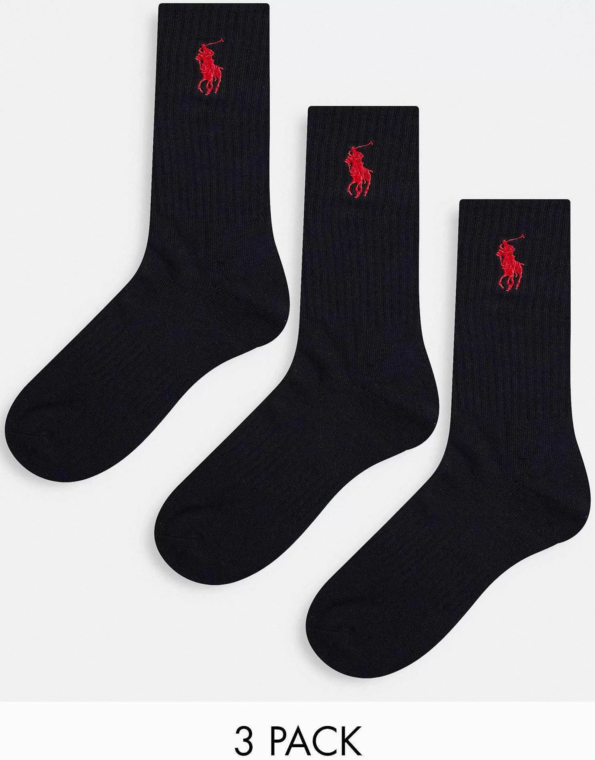 Men Polo Ralph Lauren 3 Pack Sport Socks With Pony Logo In