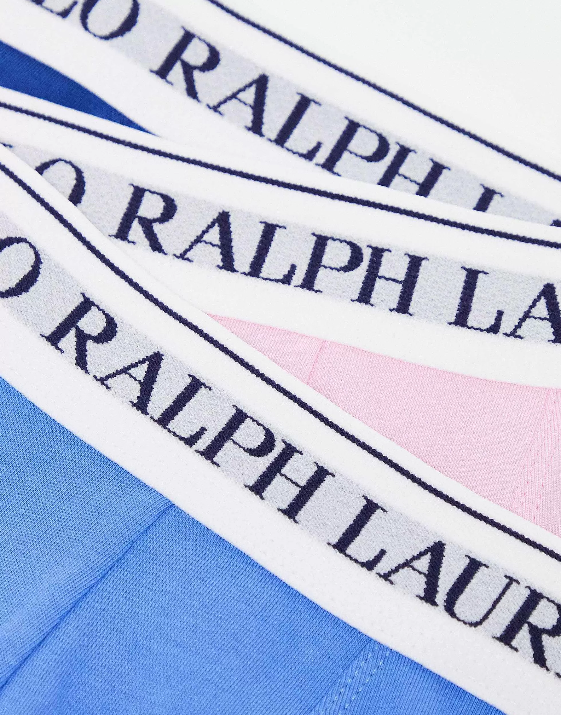 Men Polo Ralph Lauren 3 Pack Trunks In Navy Blue Pink With Logo Waistband