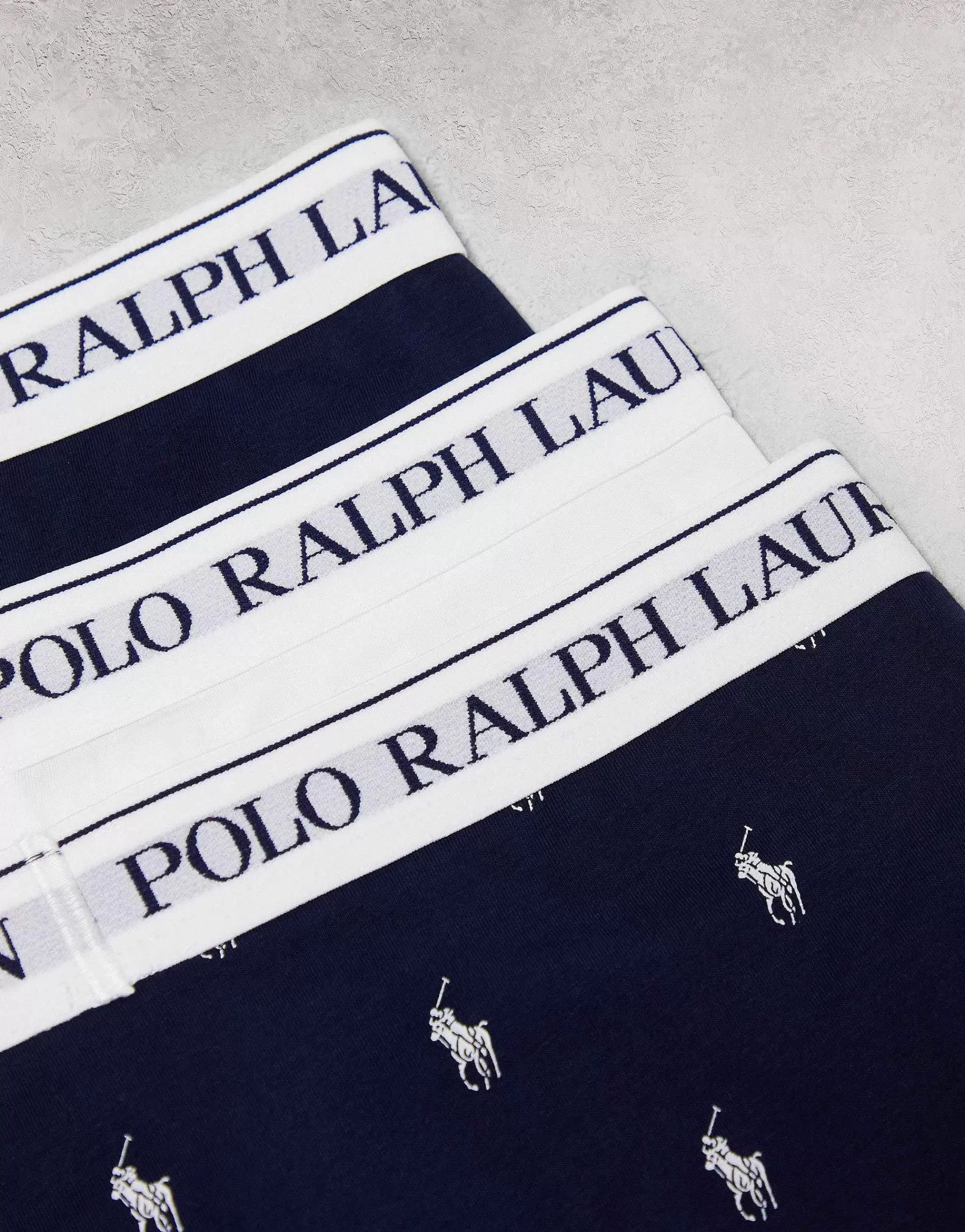 Men Polo Ralph Lauren 3 Pack Trunks In White With All Over Pony Logo