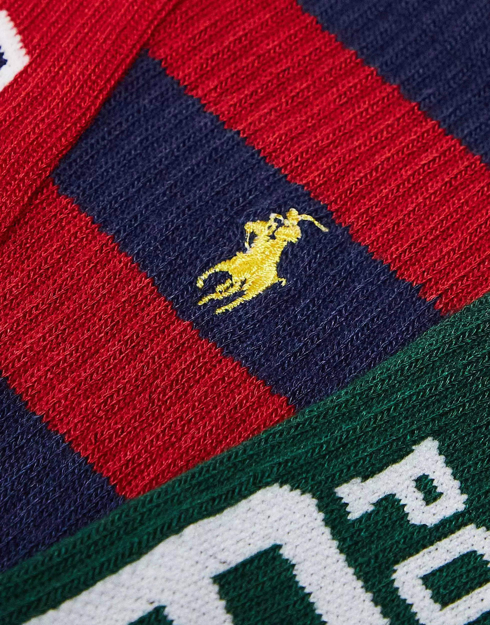 Men Polo Ralph Lauren 6 Pack Sport Socks With Pony Logo In Grey Red With Logo