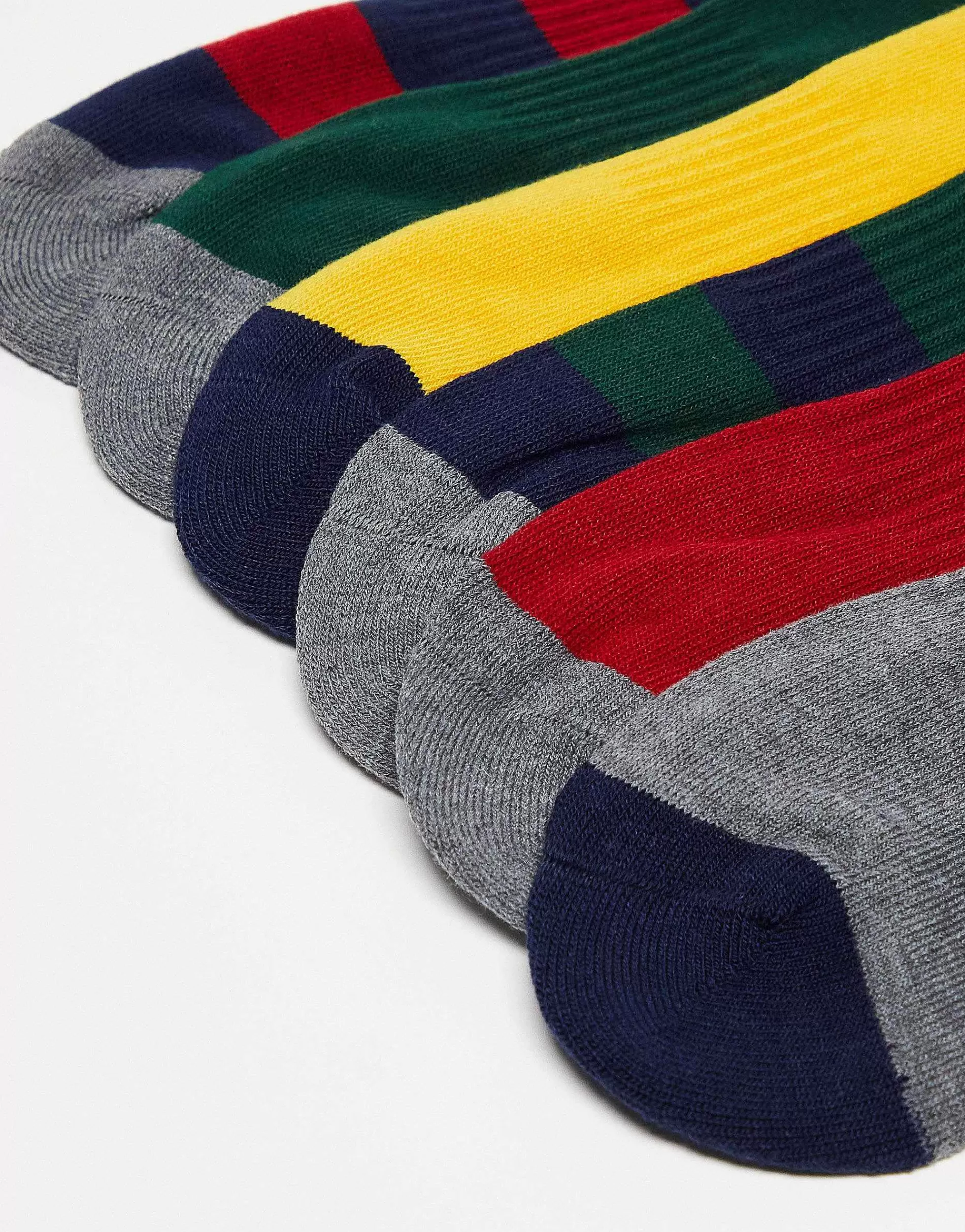Men Polo Ralph Lauren 6 Pack Sport Socks With Pony Logo In Grey Red With Logo