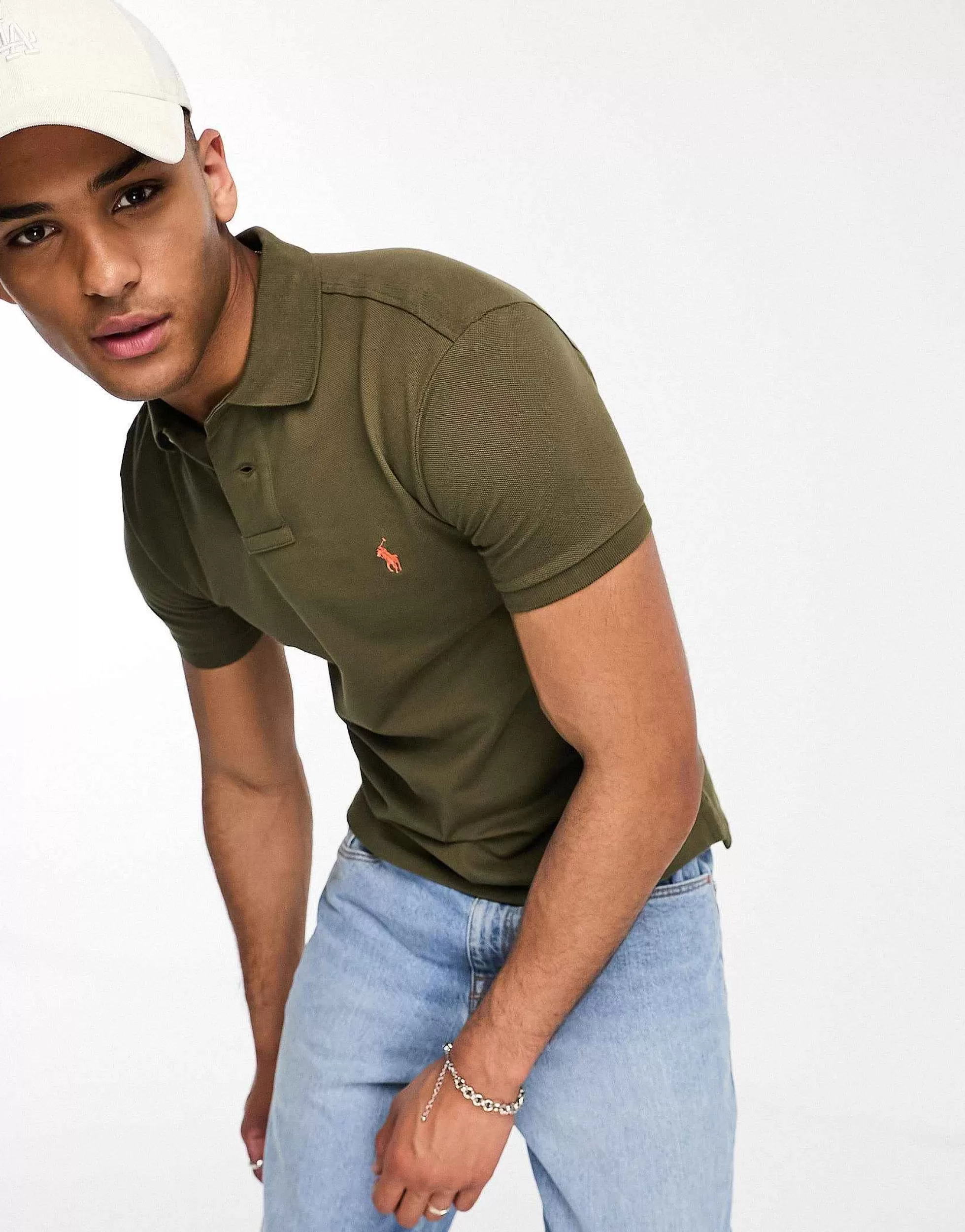 Men Polo Ralph Lauren Icon Logo Pique Polo Slim Fit In