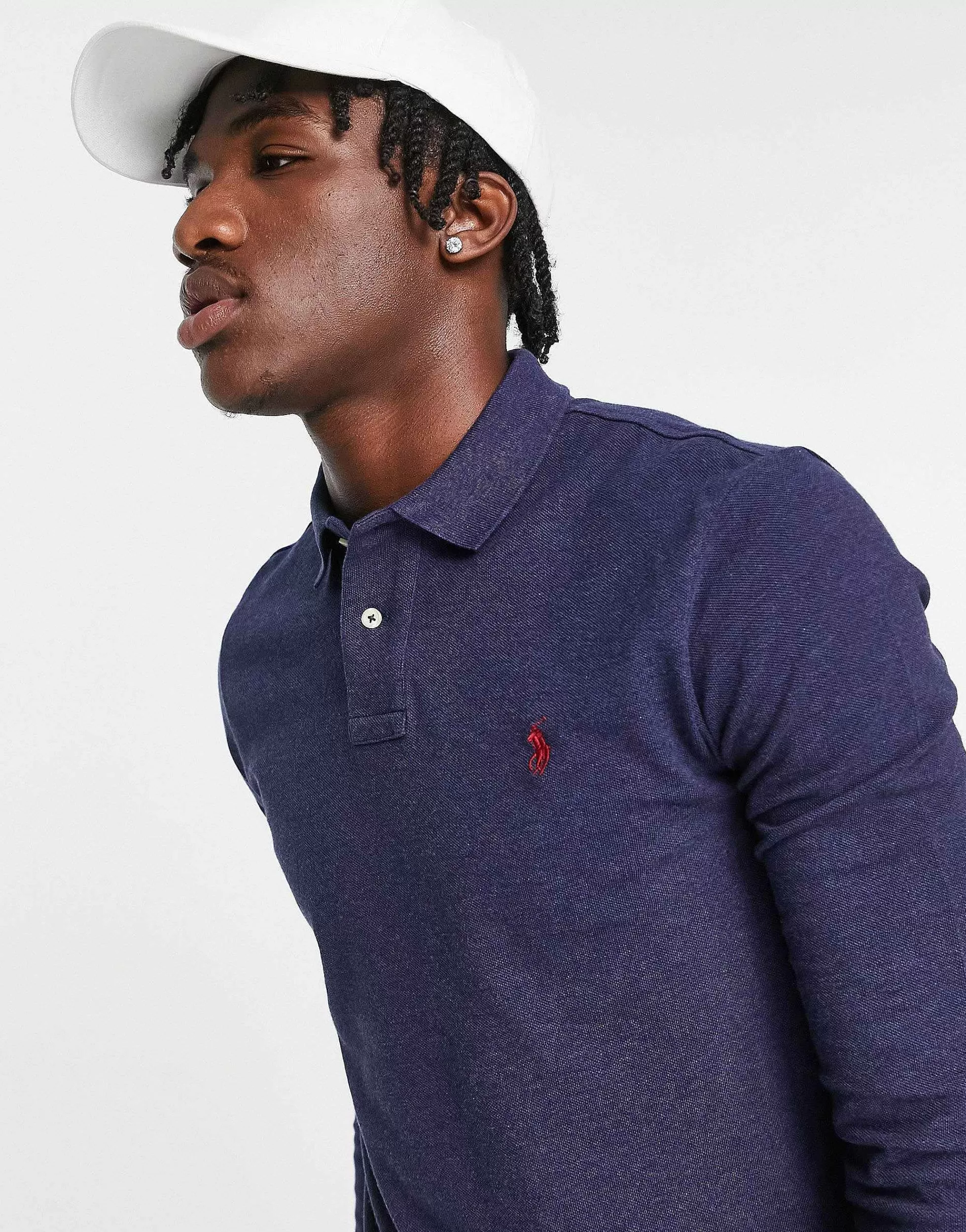 Men Polo Ralph Lauren Icon Logo Slim Fit Long Sleeve Pique Polo In