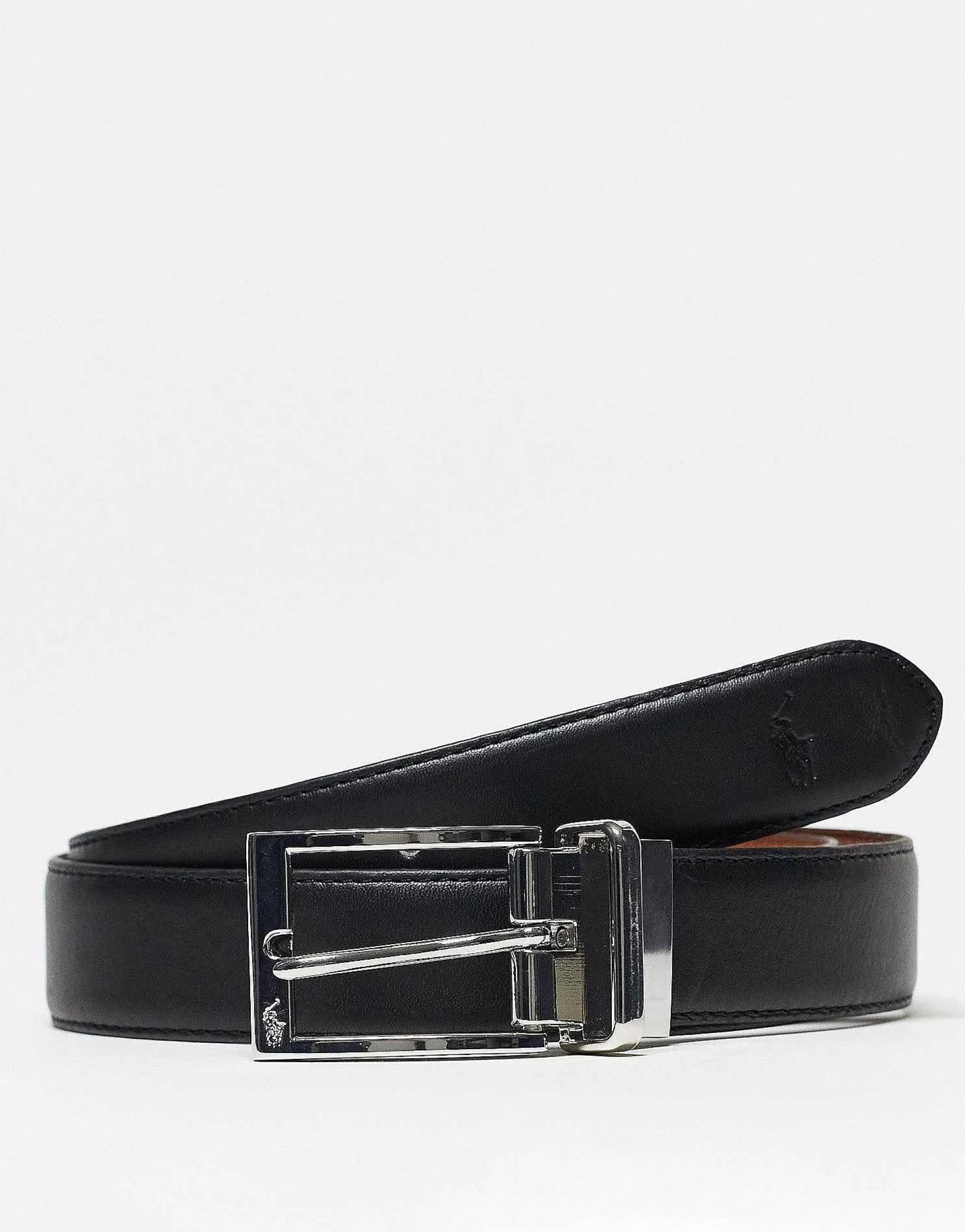 Men Polo Ralph Lauren Reversible Leather Belt In Black/Tan With Logo