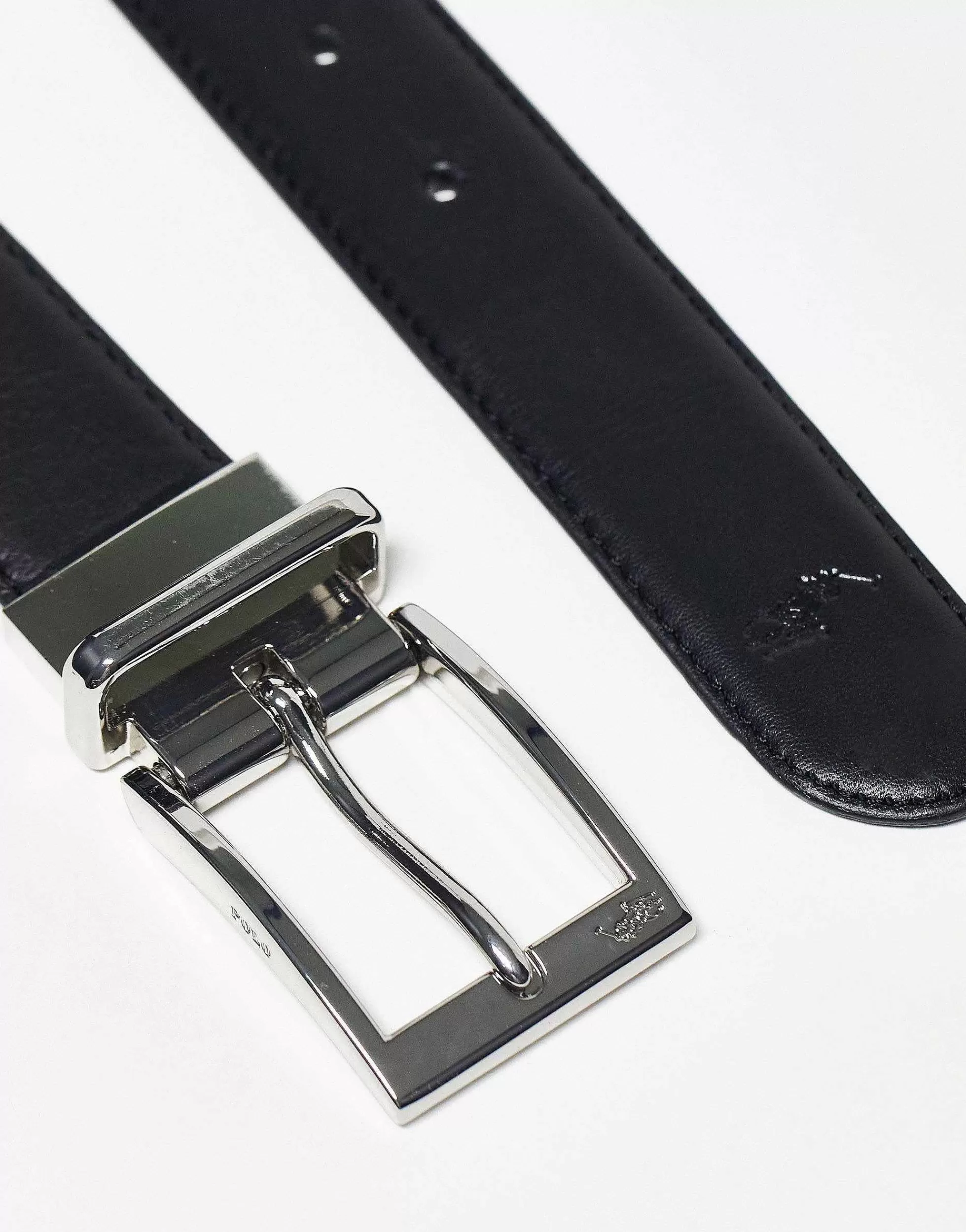 Men Polo Ralph Lauren Reversible Leather Belt In Black/Tan With Logo