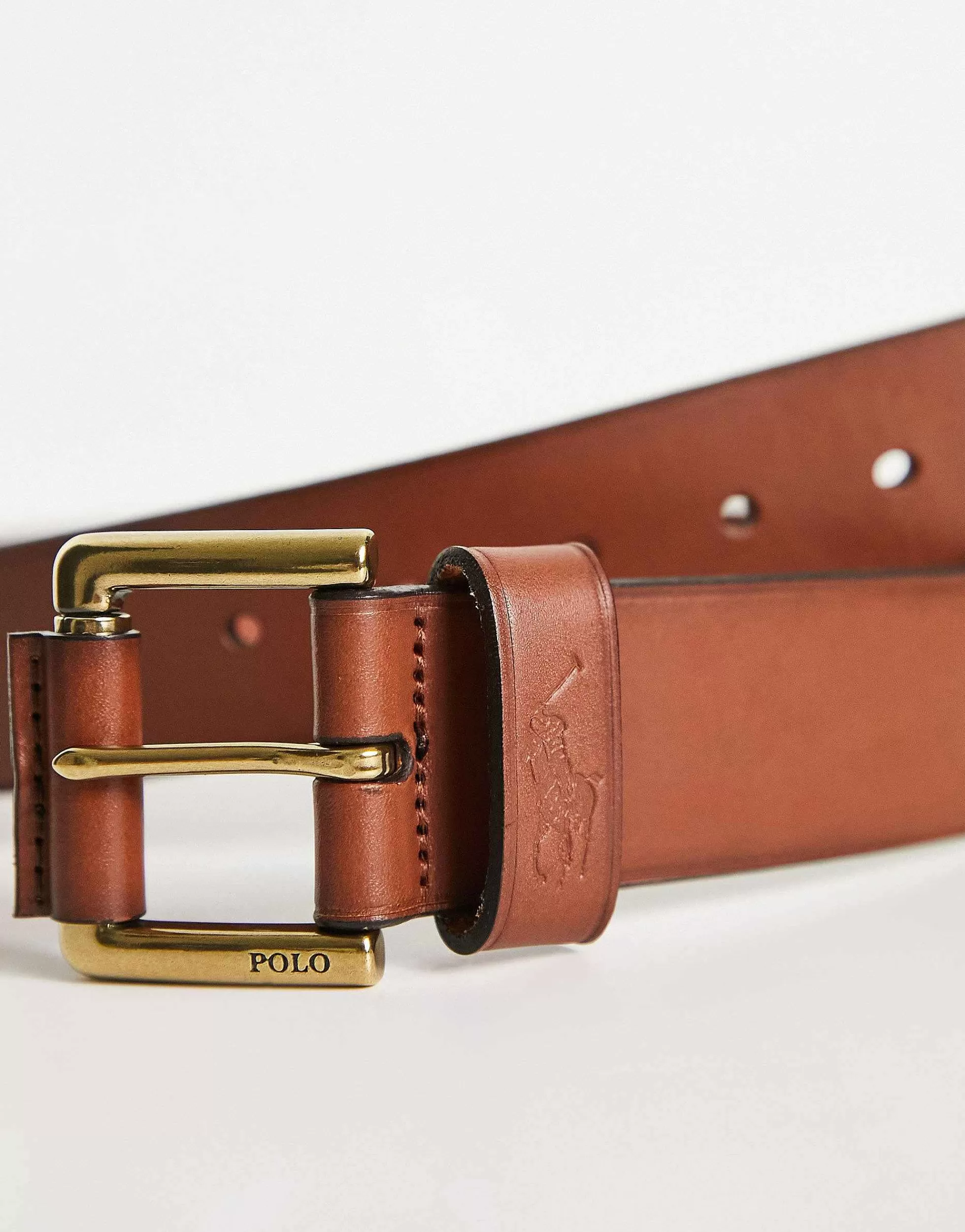 Men Polo Ralph Lauren Smooth Leather Belt In With Pony Logo
