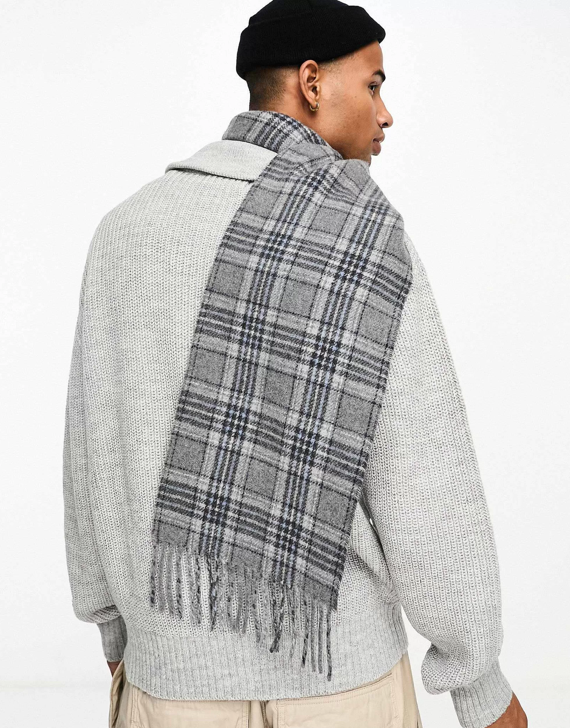 Men Polo Ralph Lauren Wool Scarf In Red Blue Check With Pony Logo