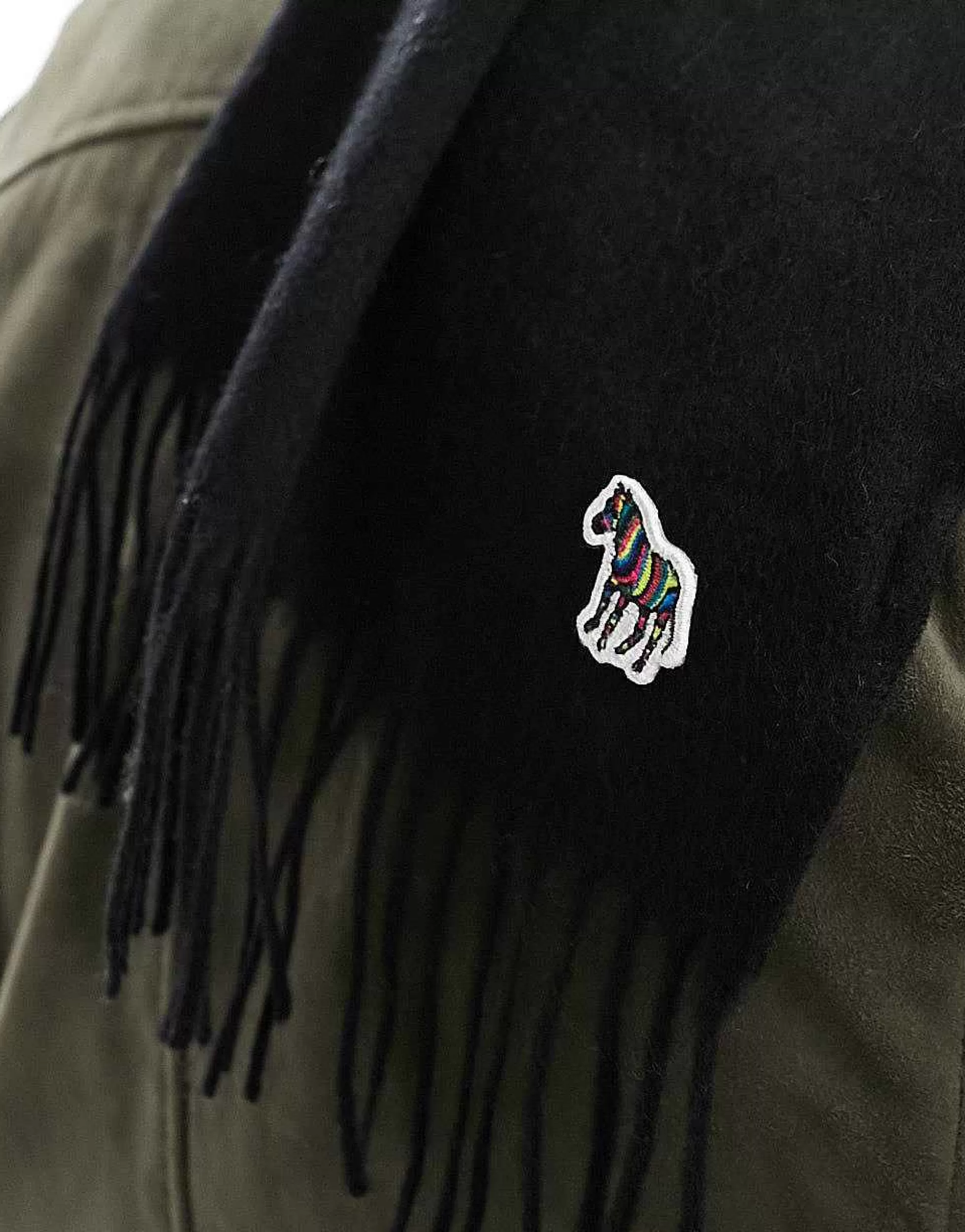 Men PS Paul Smith Zebra Logo Knit Scarf In