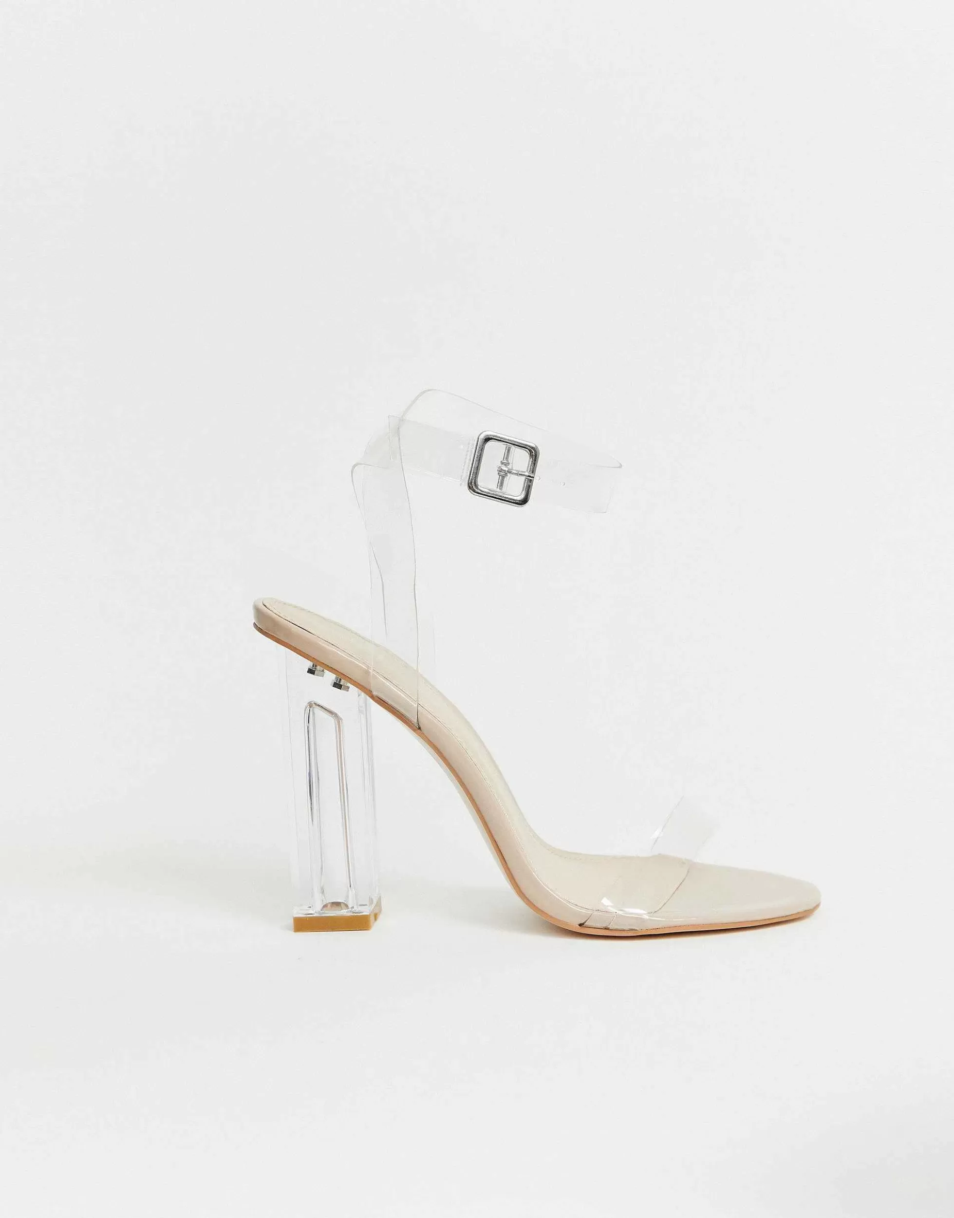 Women Public Desire Alia Clear Strap Heeled Sandals