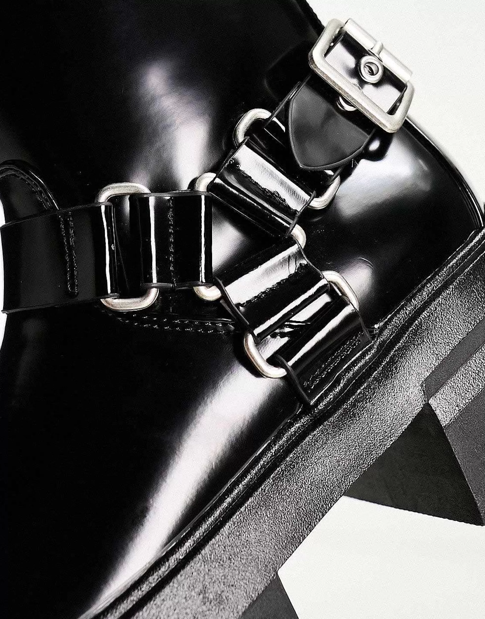 Women Public Desire Blizzard Harness Biker Boots In Black