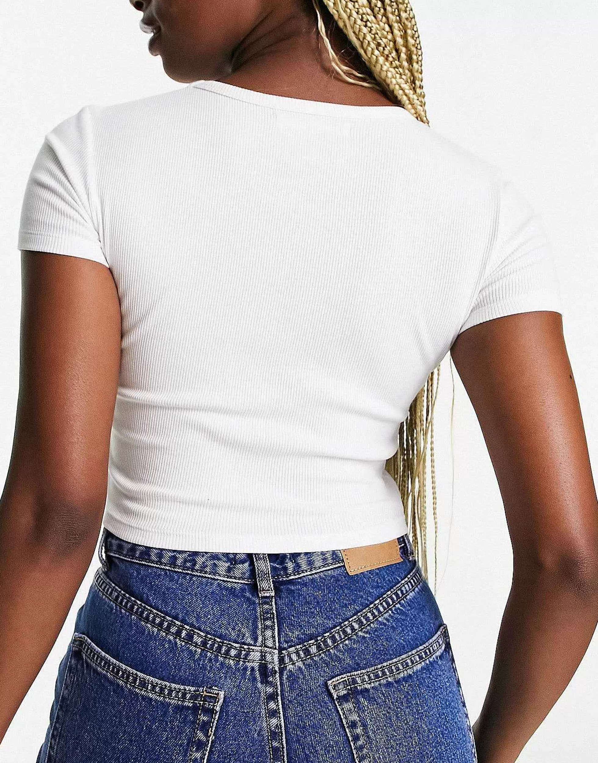 Women Pull&Bear 2 Pack Ribbed Baby Tee In Black