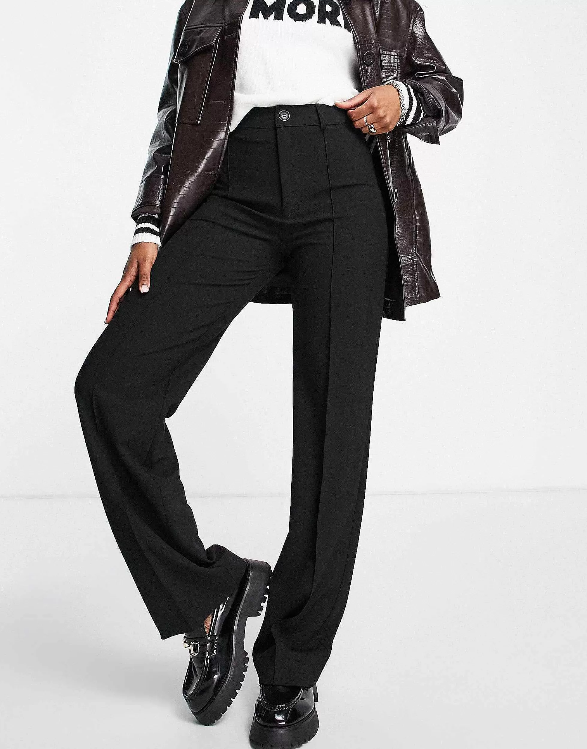 Women Pull&Bear Oversized Blazer And Trouser Co-Ord In Black