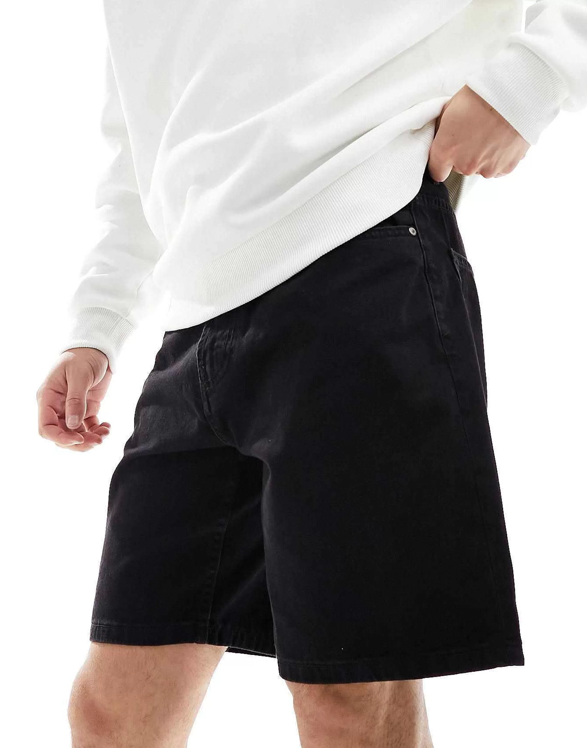 Men Pull&Bear Relaxed Denim Short In