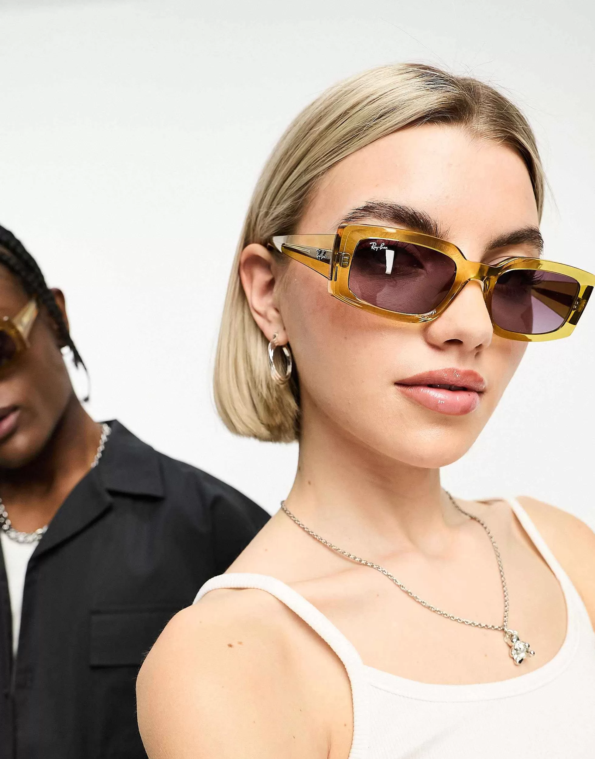 Women Ray-Ban Kiliane Rectangle Sunglasses In Transparent