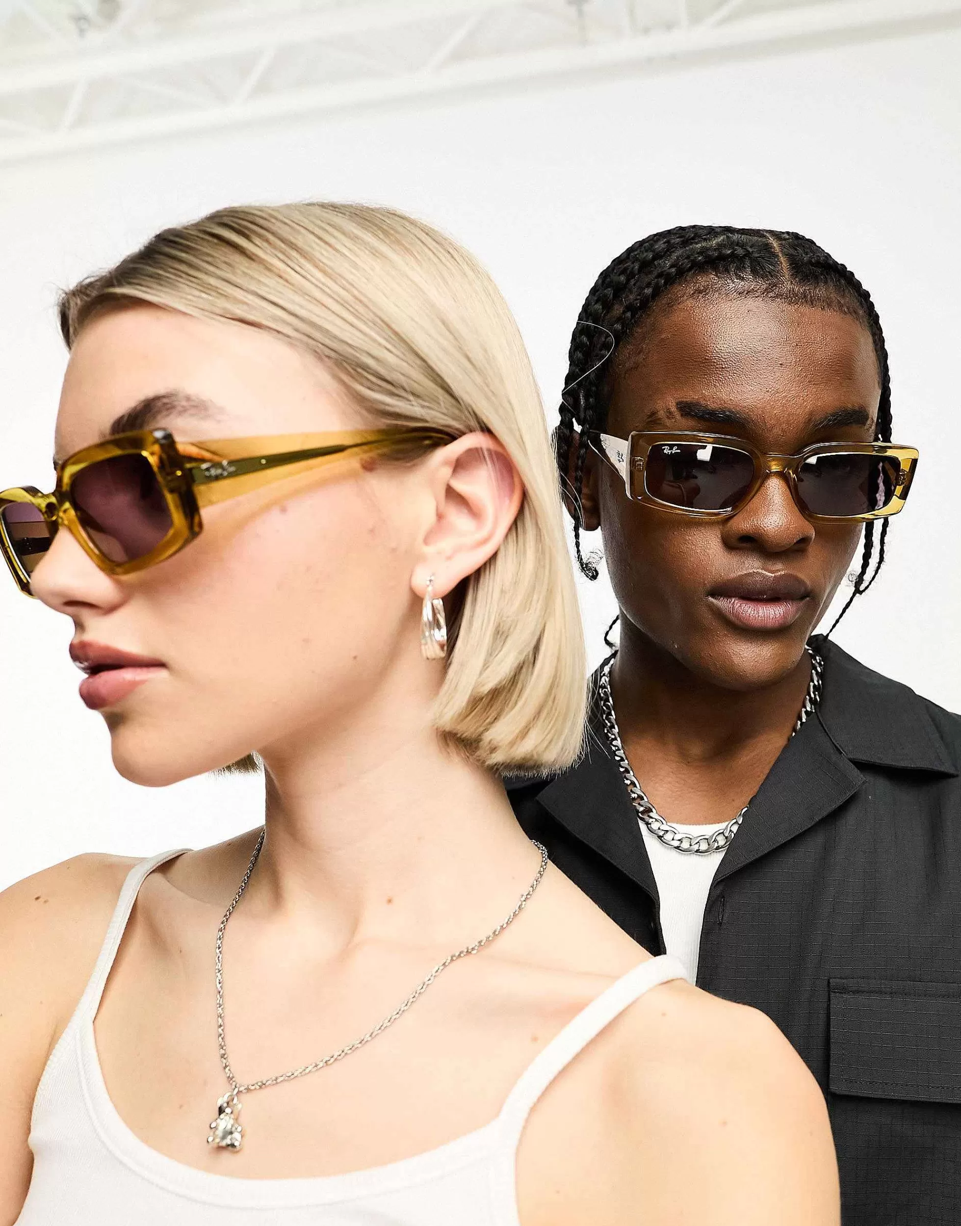 Women Ray-Ban Kiliane Rectangle Sunglasses In Transparent