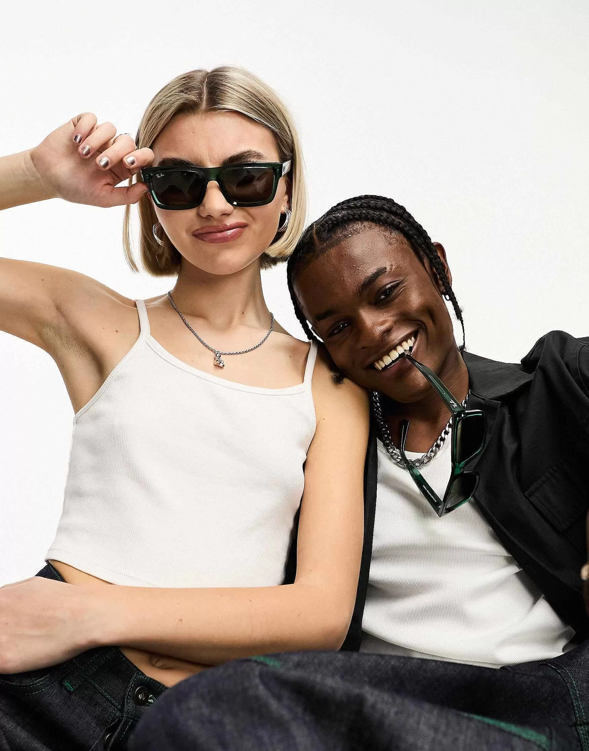 Women Ray-Ban Warren Square Sunglasses In Transparent